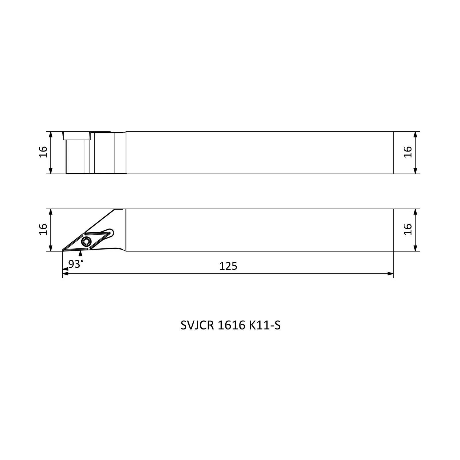 SVJCR 1616 K11-S &mdash; dimensioned drawing