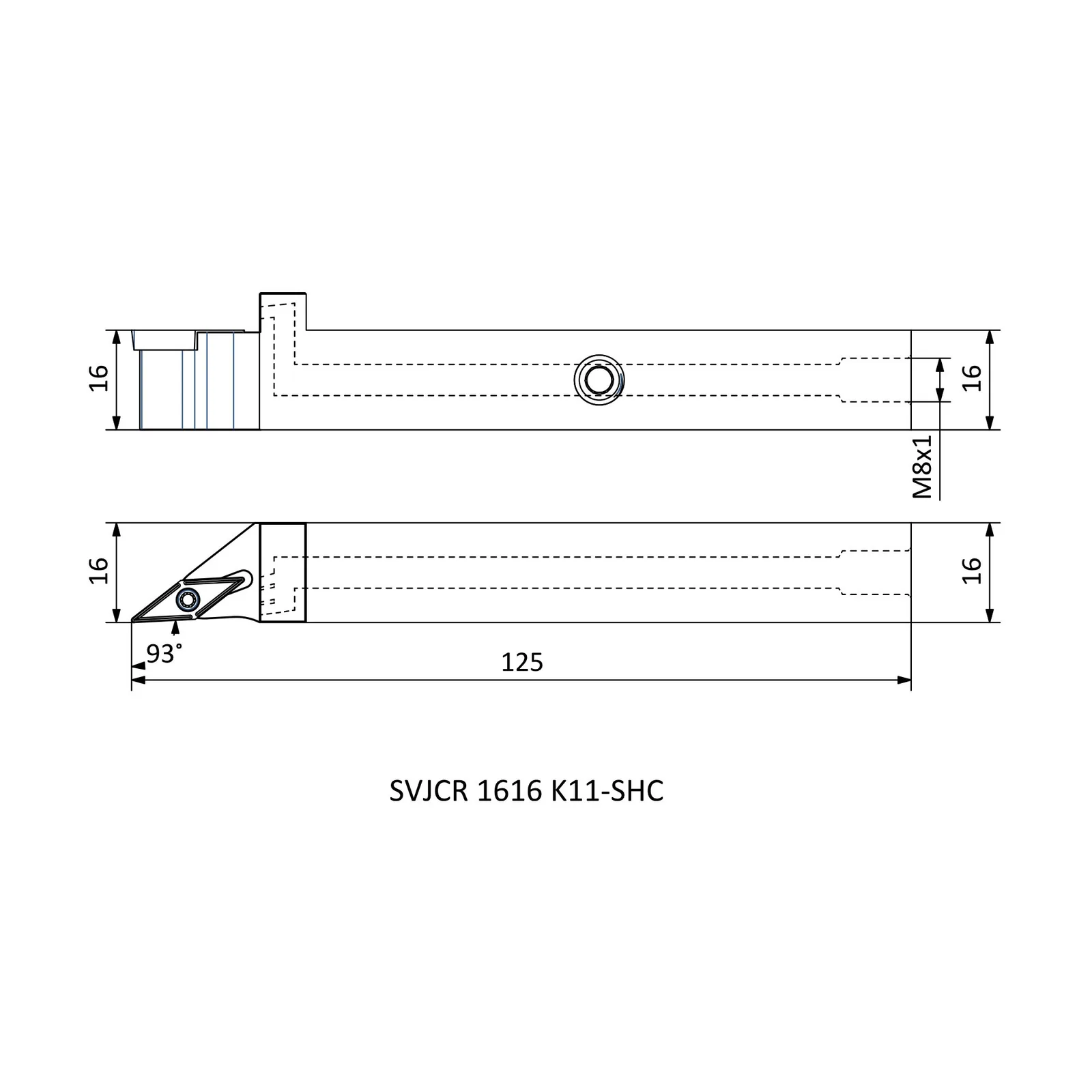 SVJCR 1616 K11-SHC &mdash; dimensioned drawing