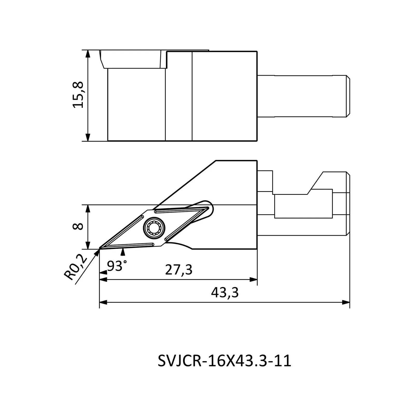 SVJCR-16X43.3-11 &mdash; dimensioned drawing