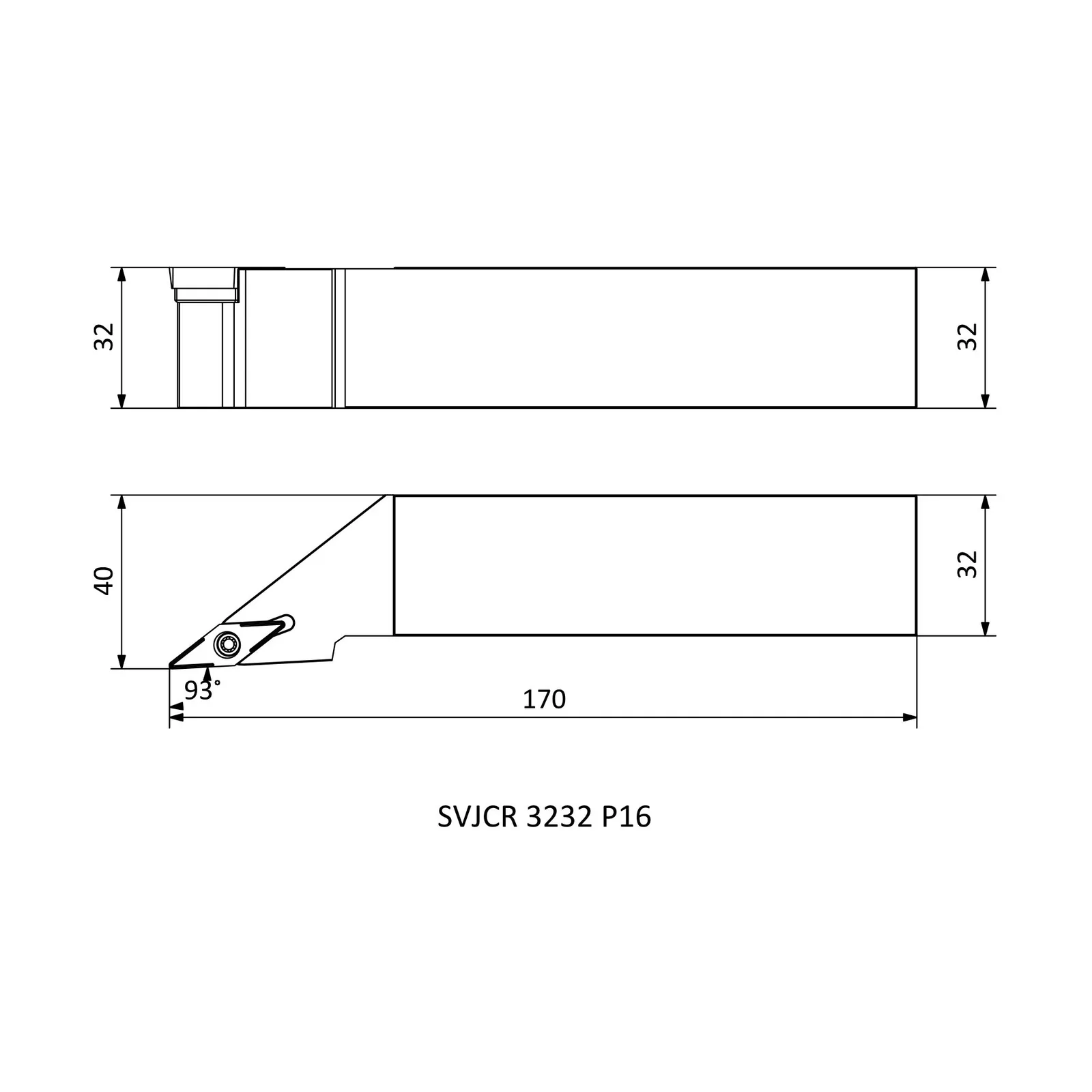SVJCR 3232 P16 &mdash; dimensioned drawing
