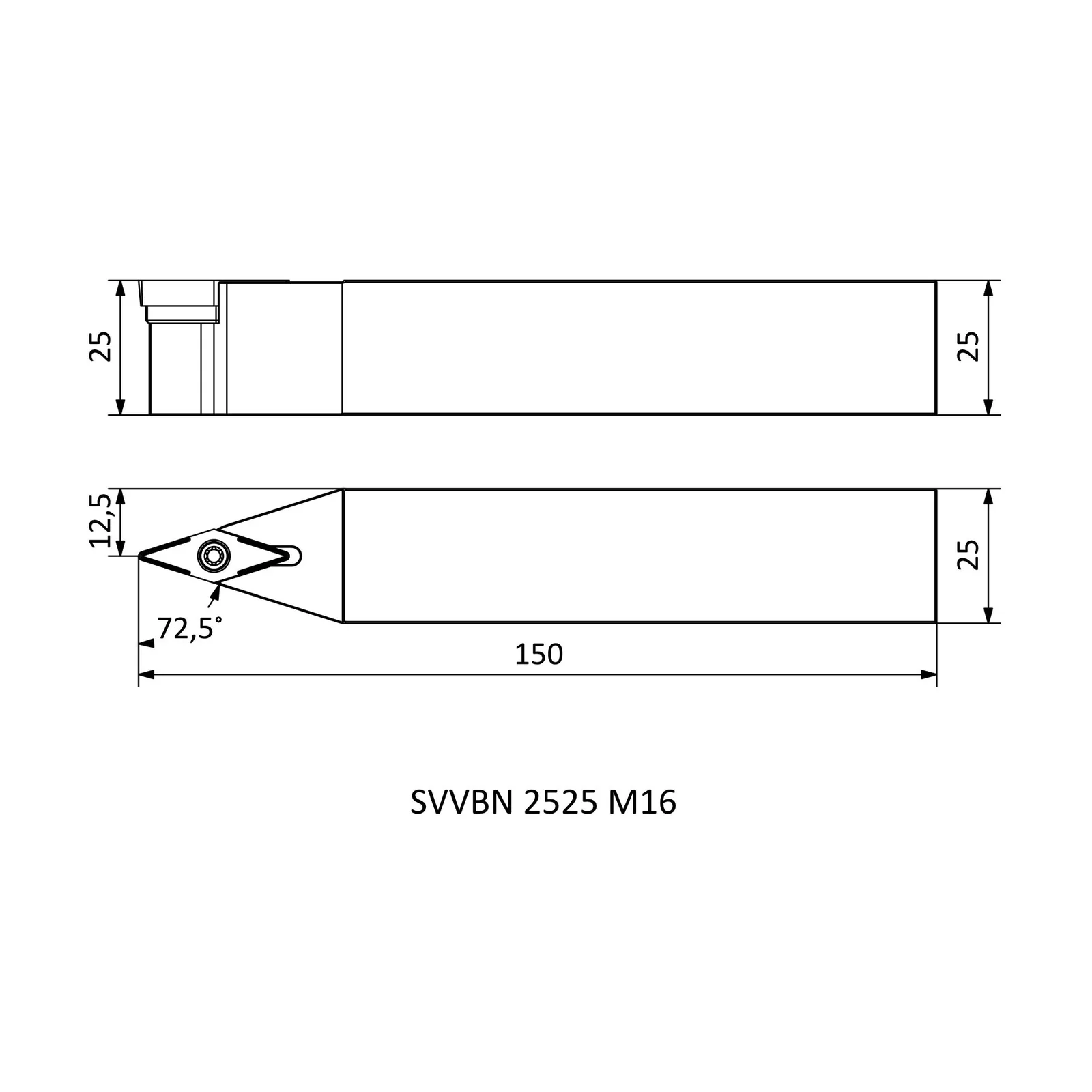 SVVBN 2525 M16 &mdash; dimensioned drawing
