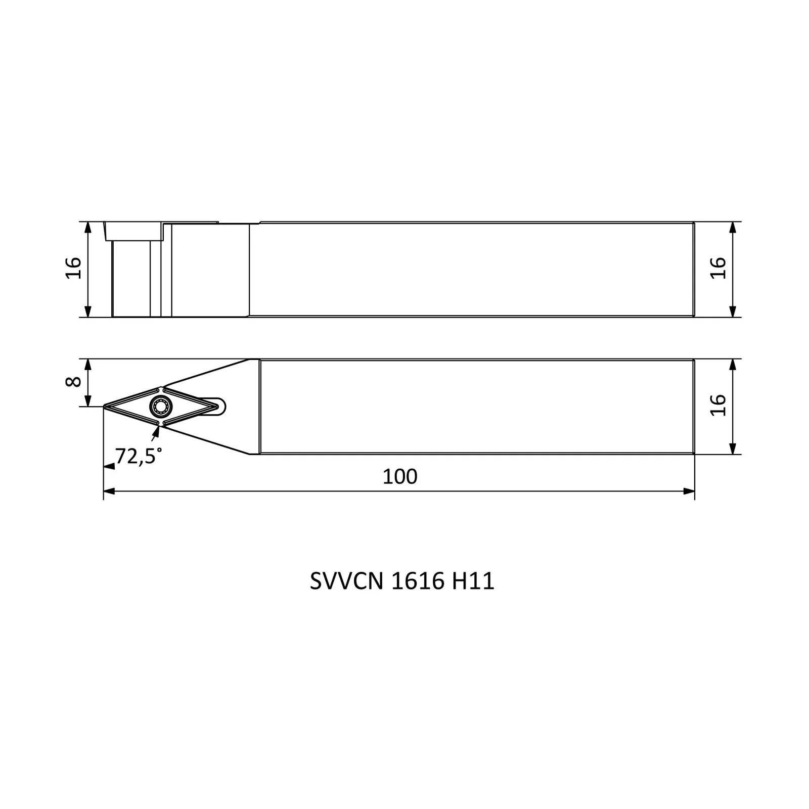 SVVCN 1616 H11 &mdash; dimensioned drawing