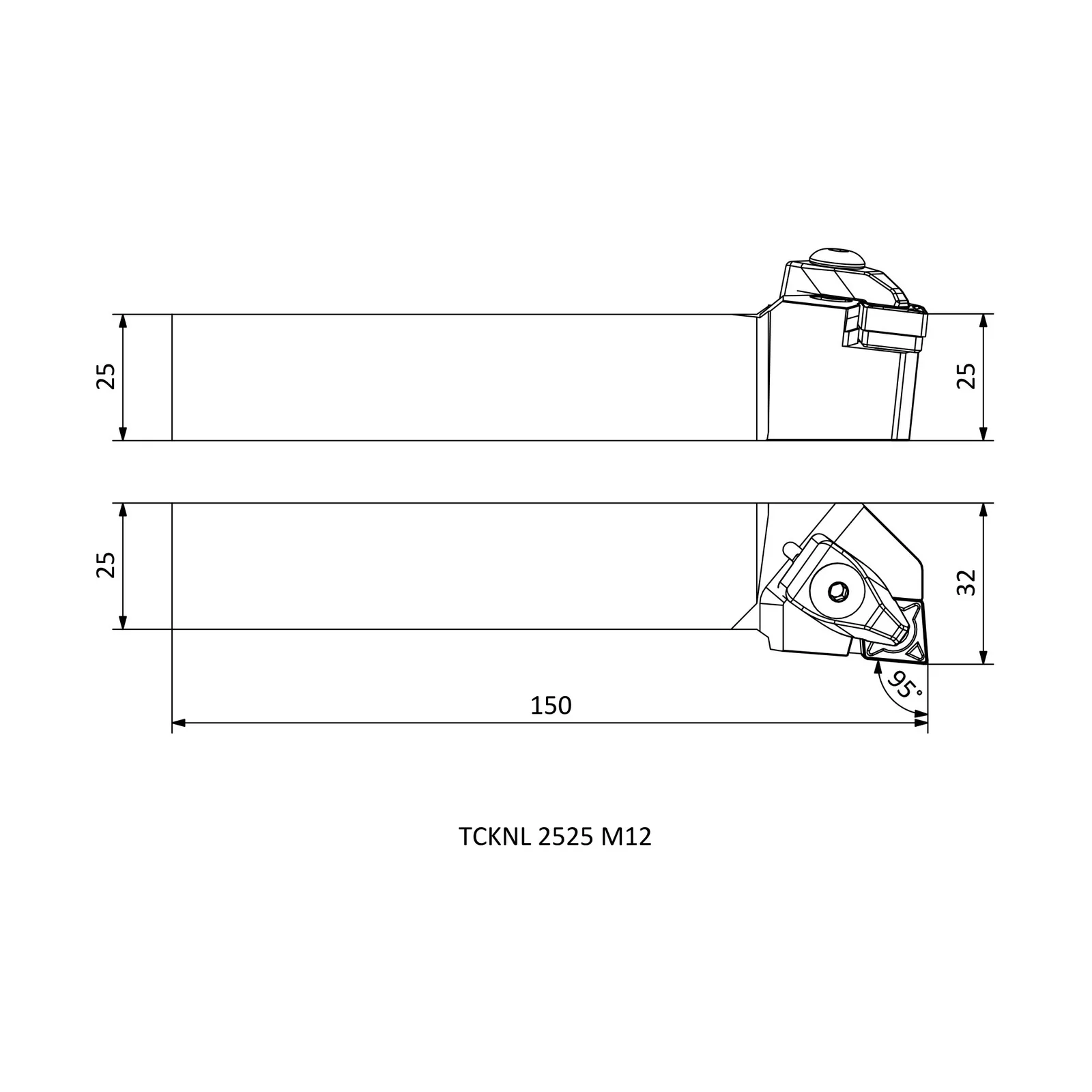 TCKNL 2525 M12 &mdash; dimensioned drawing