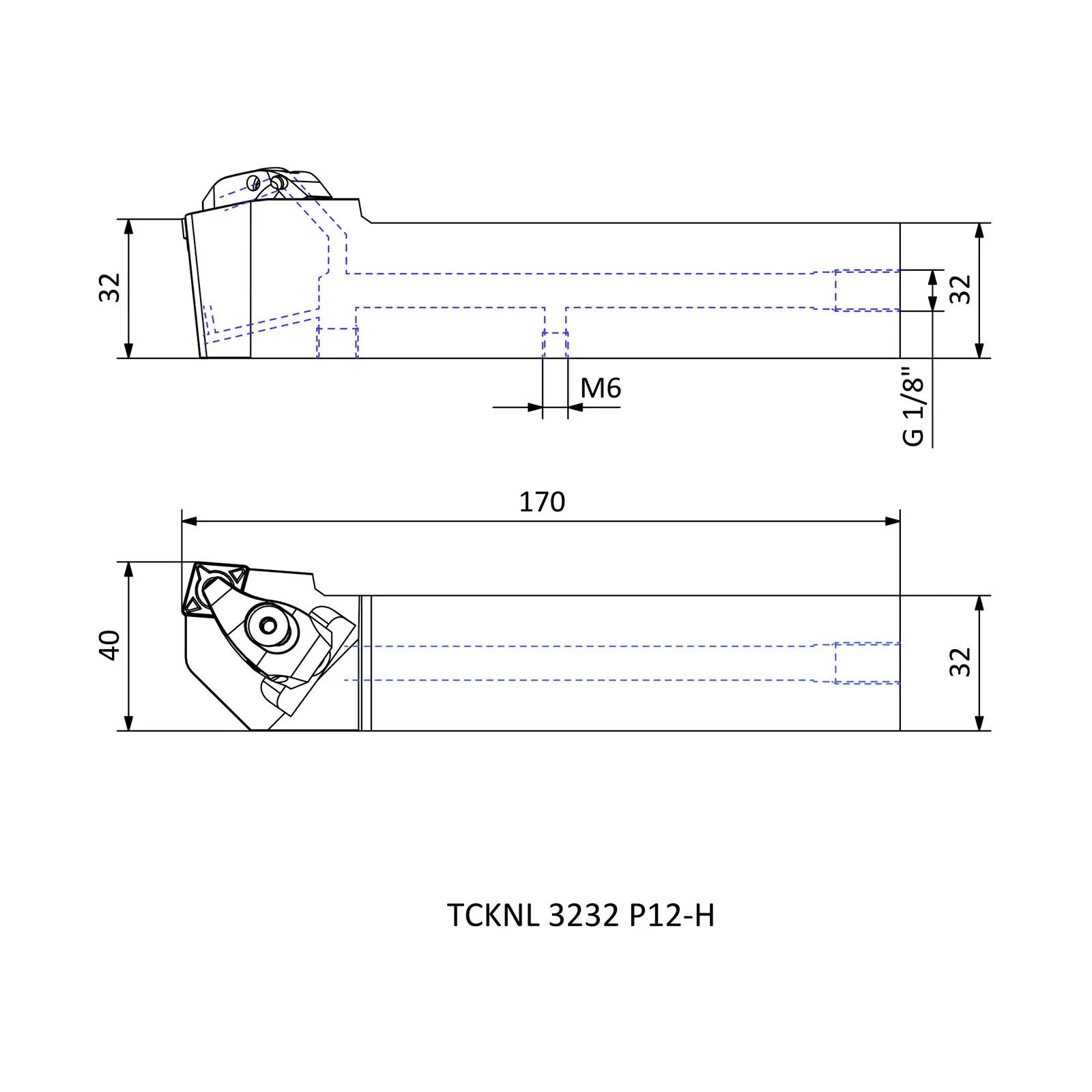 TCKNL 3232 P12-H &mdash; dimensioned drawing