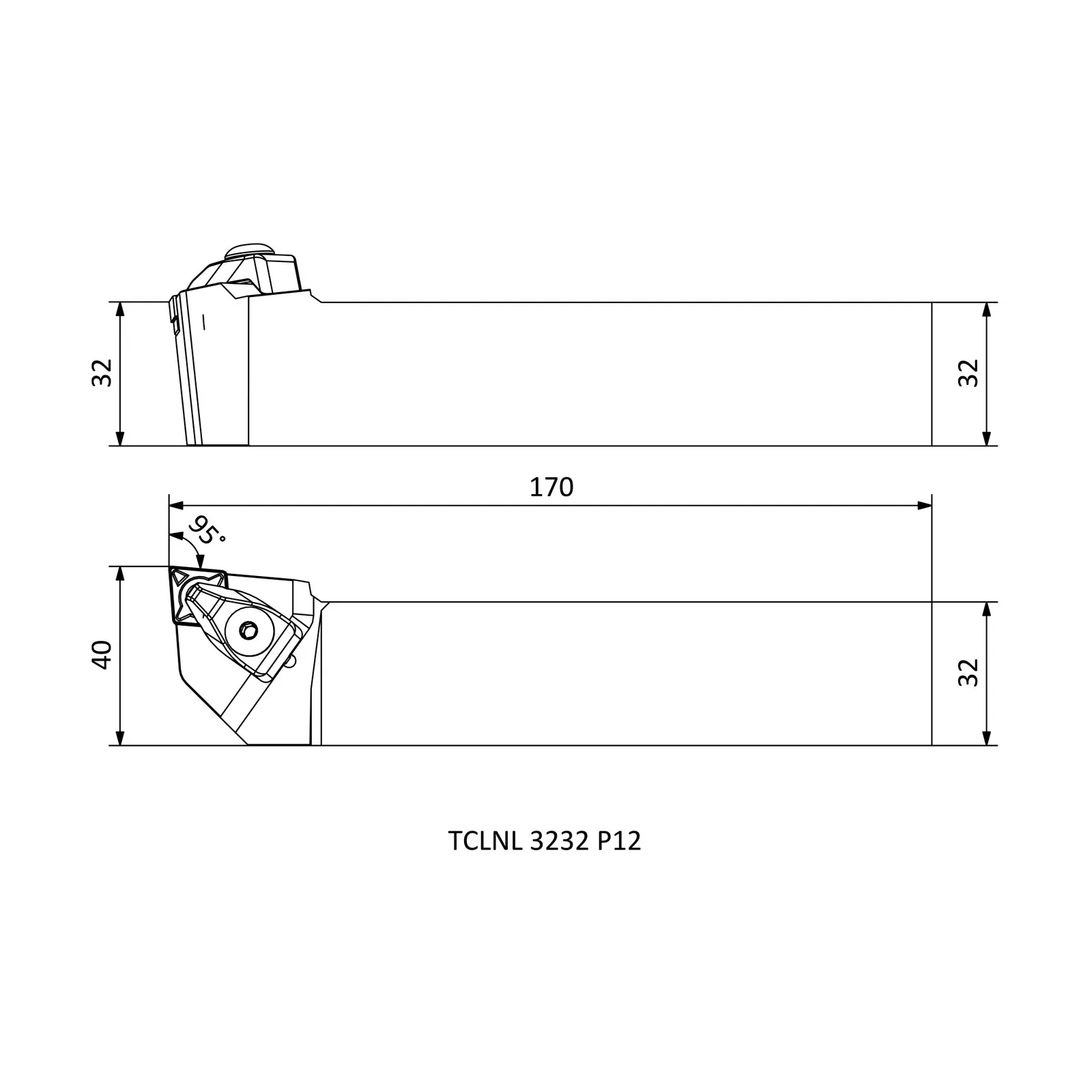 TCLNL 3232 P12 &mdash; dimensioned drawing