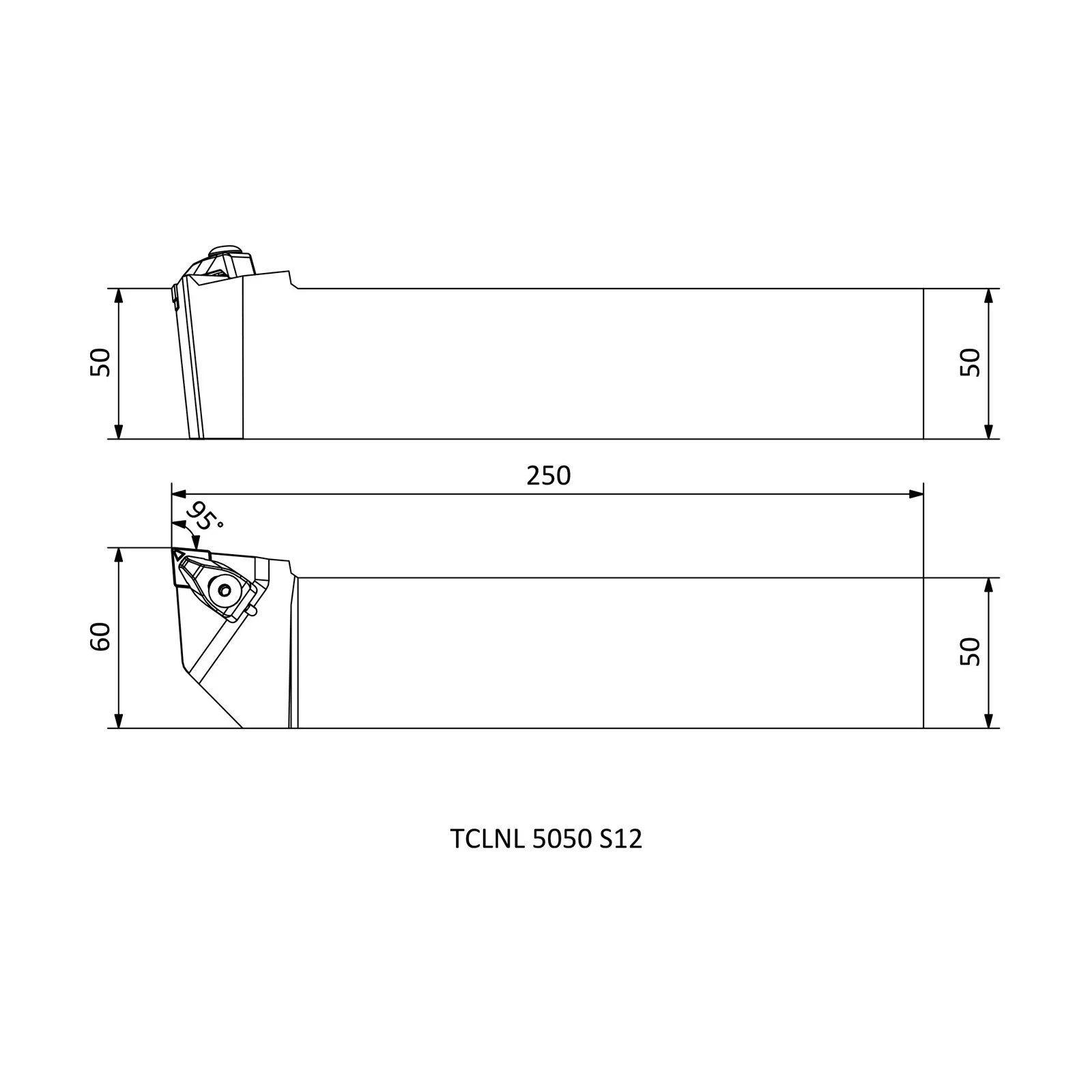 TCLNL 5050 S12 &mdash; dimensioned drawing