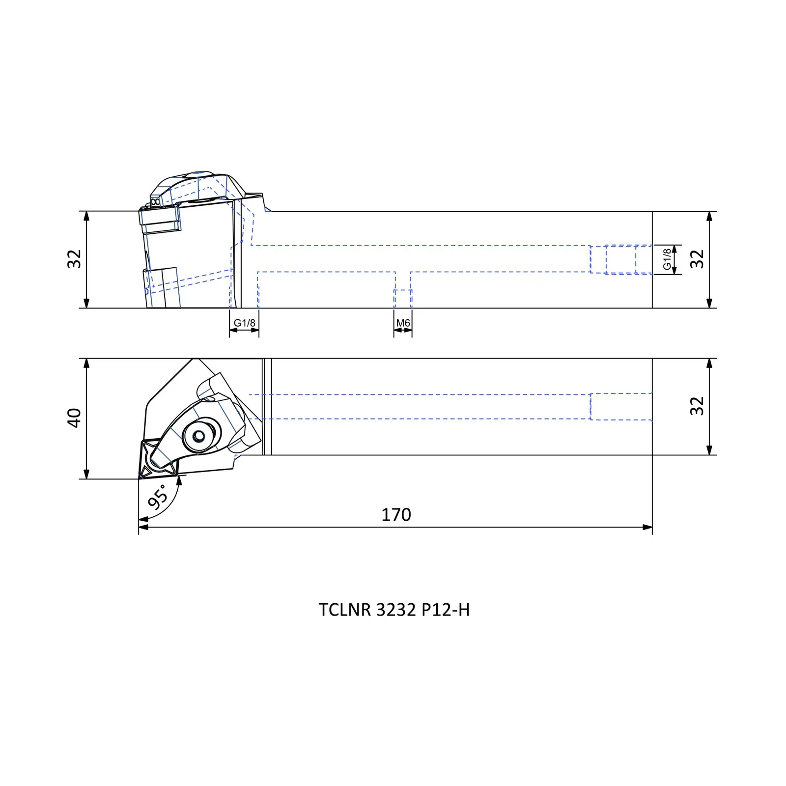 TCLNR 3232 P12-H &mdash; dimensioned drawing