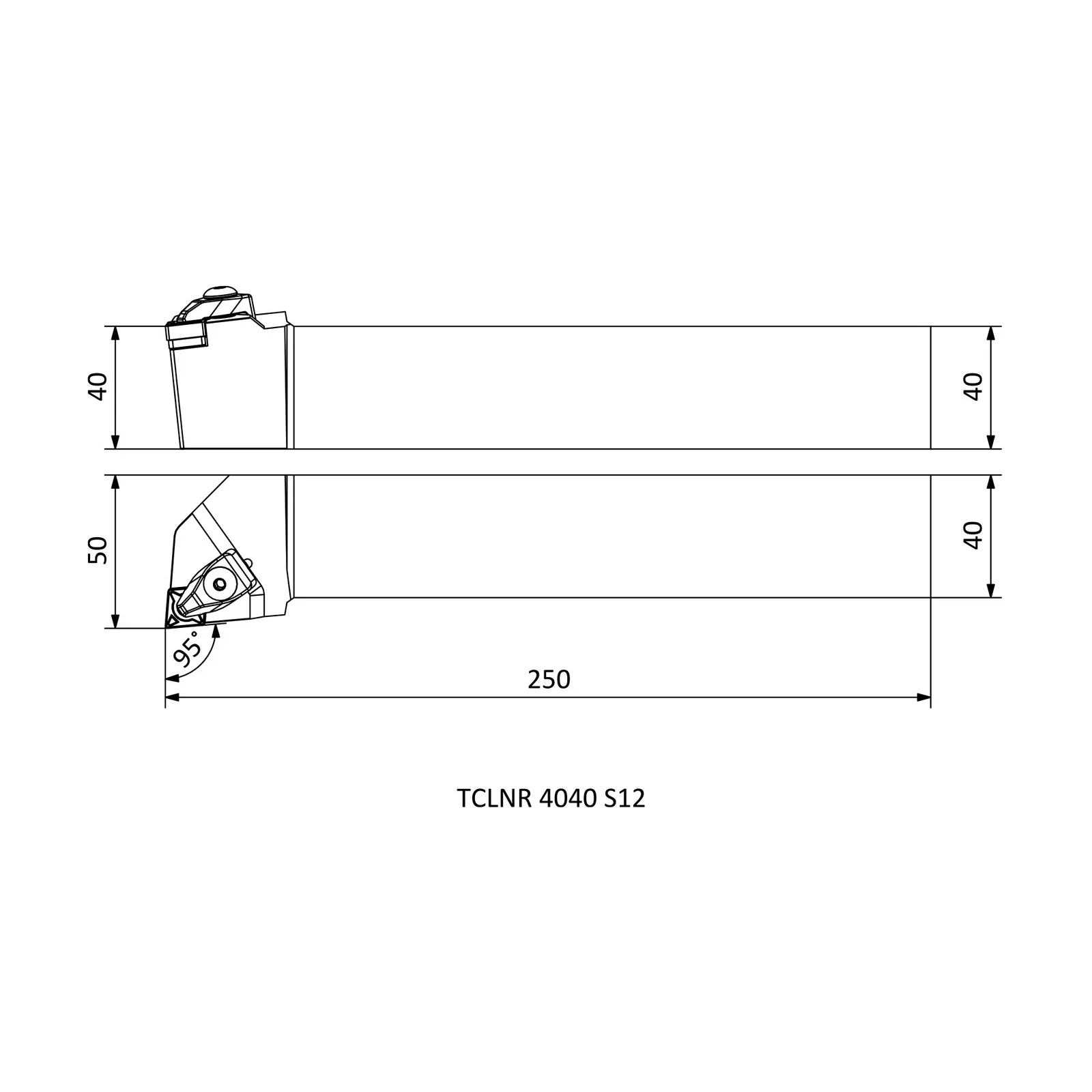 TCLNR 4040 S12 &mdash; dimensioned drawing