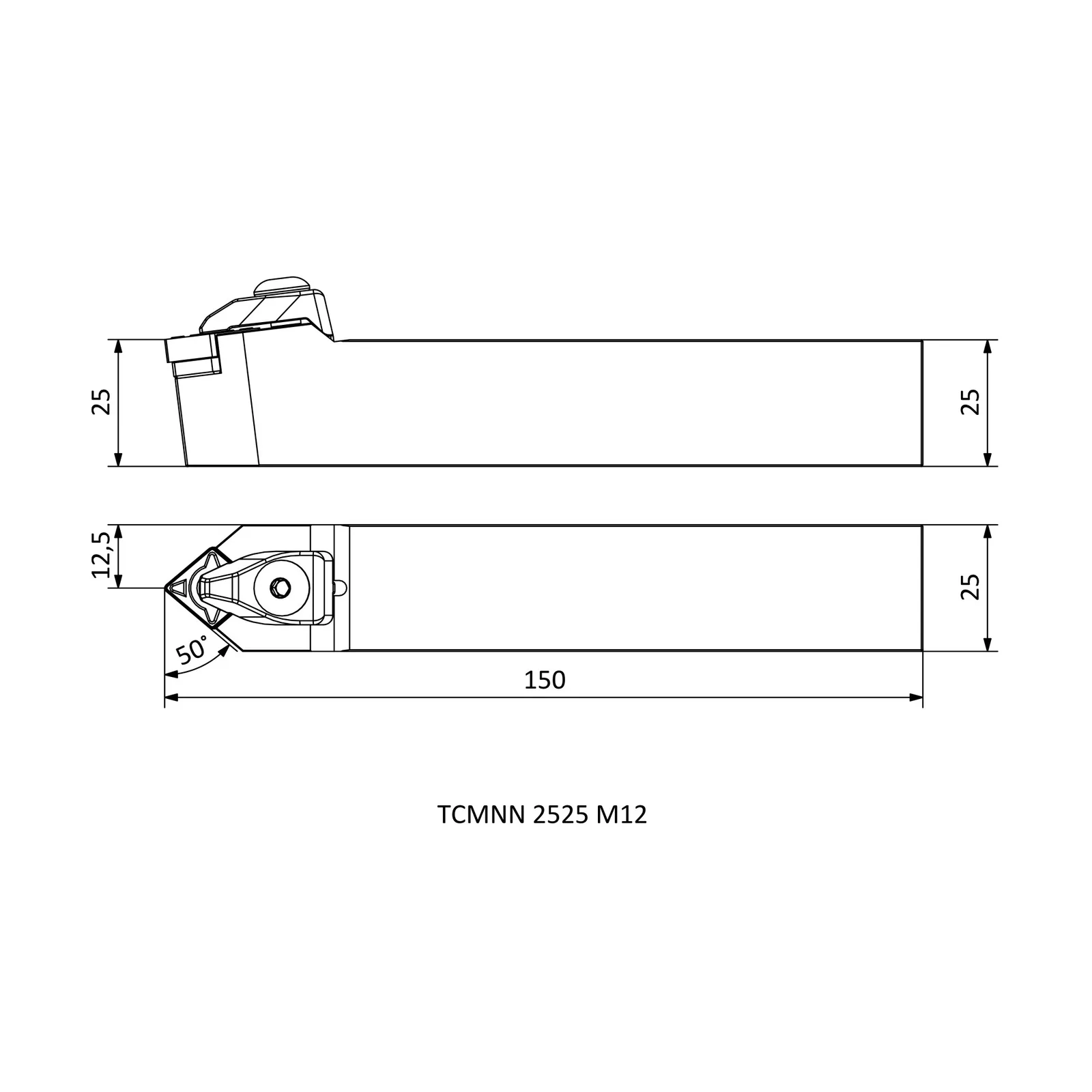 TCMNN 2525 M12 &mdash; dimensioned drawing