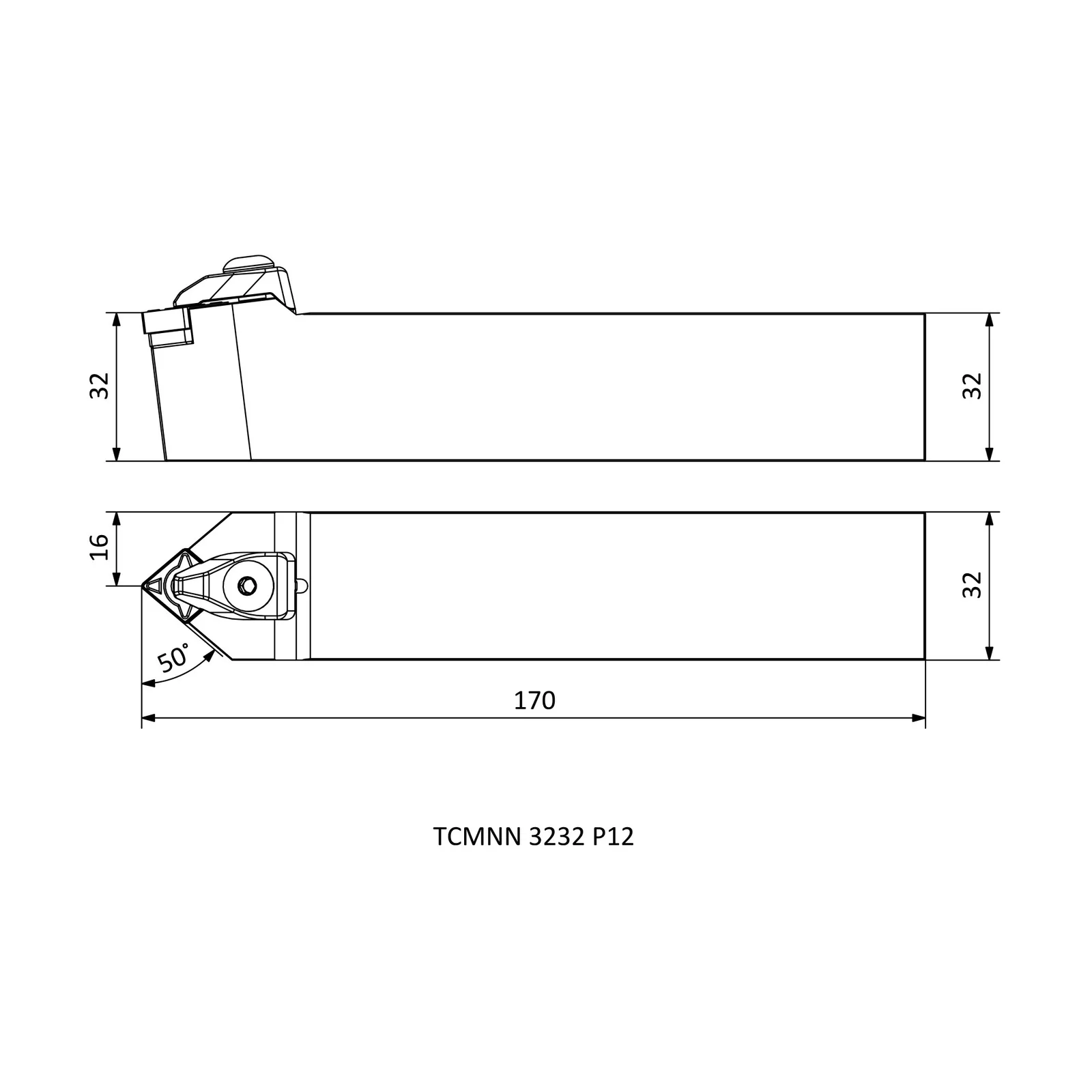 TCMNN 3232 P12 &mdash; dimensioned drawing