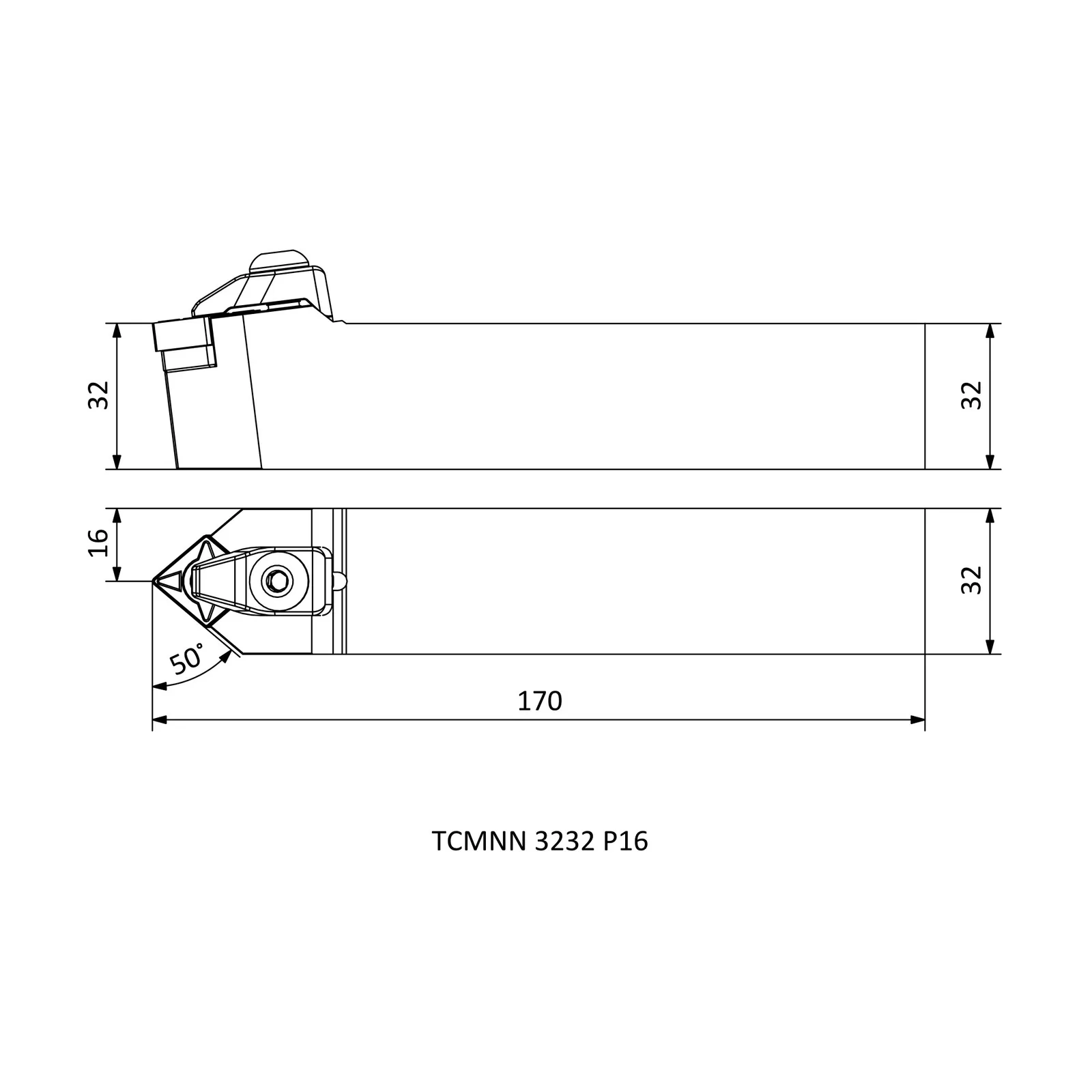TCMNN 3232 P16 &mdash; dimensioned drawing