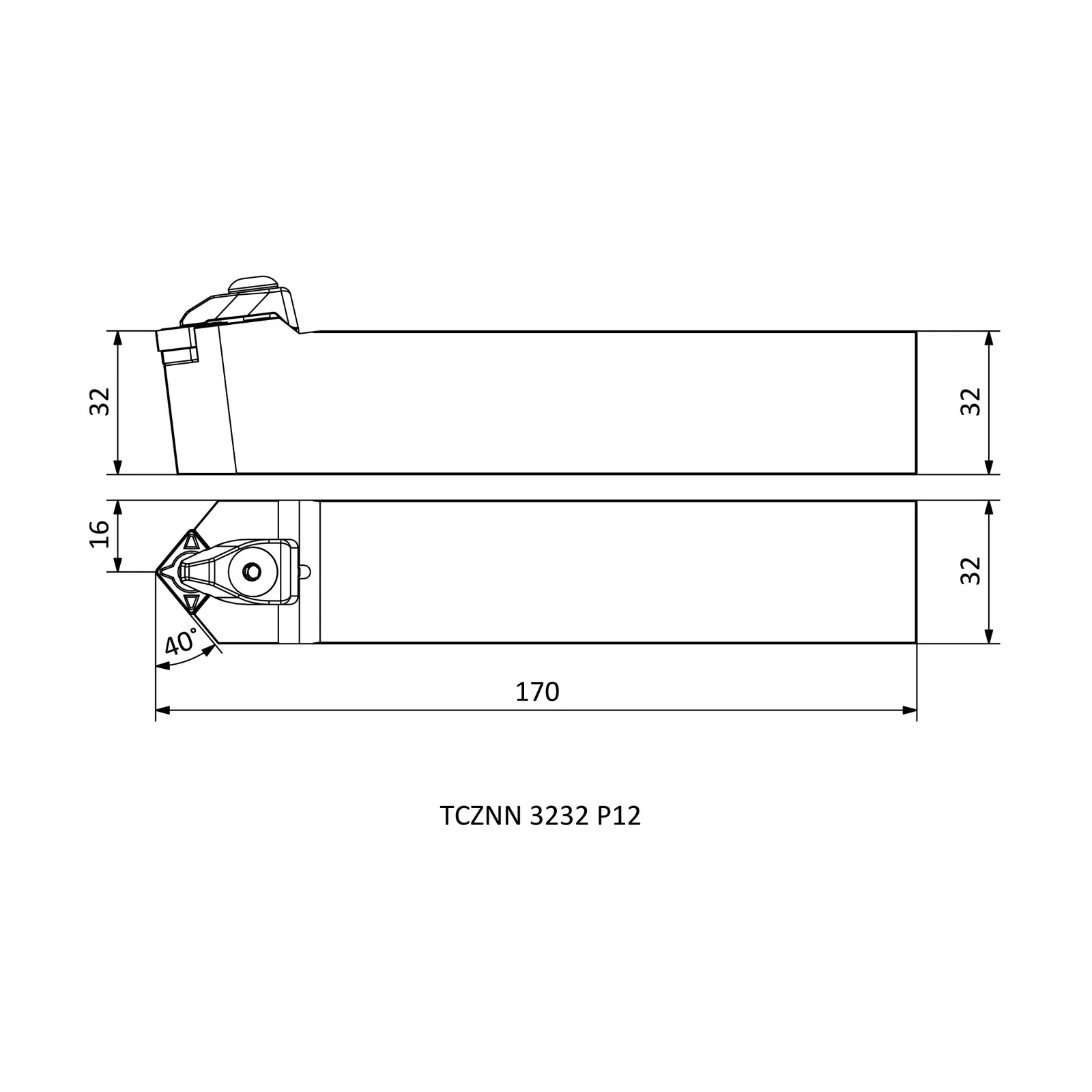 TCZNN 3232 P12 &mdash; dimensioned drawing