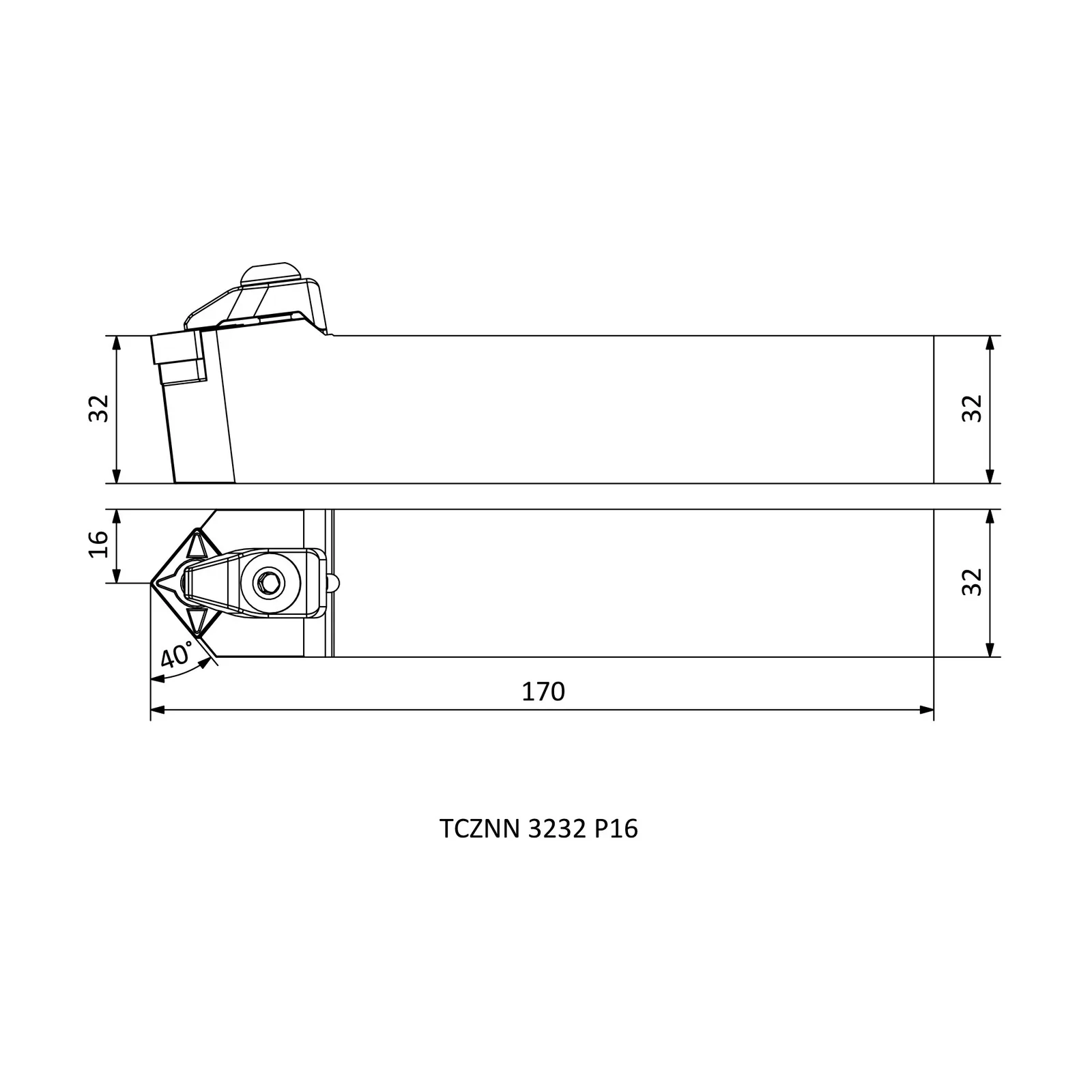 TCZNN 3232 P16 &mdash; dimensioned drawing