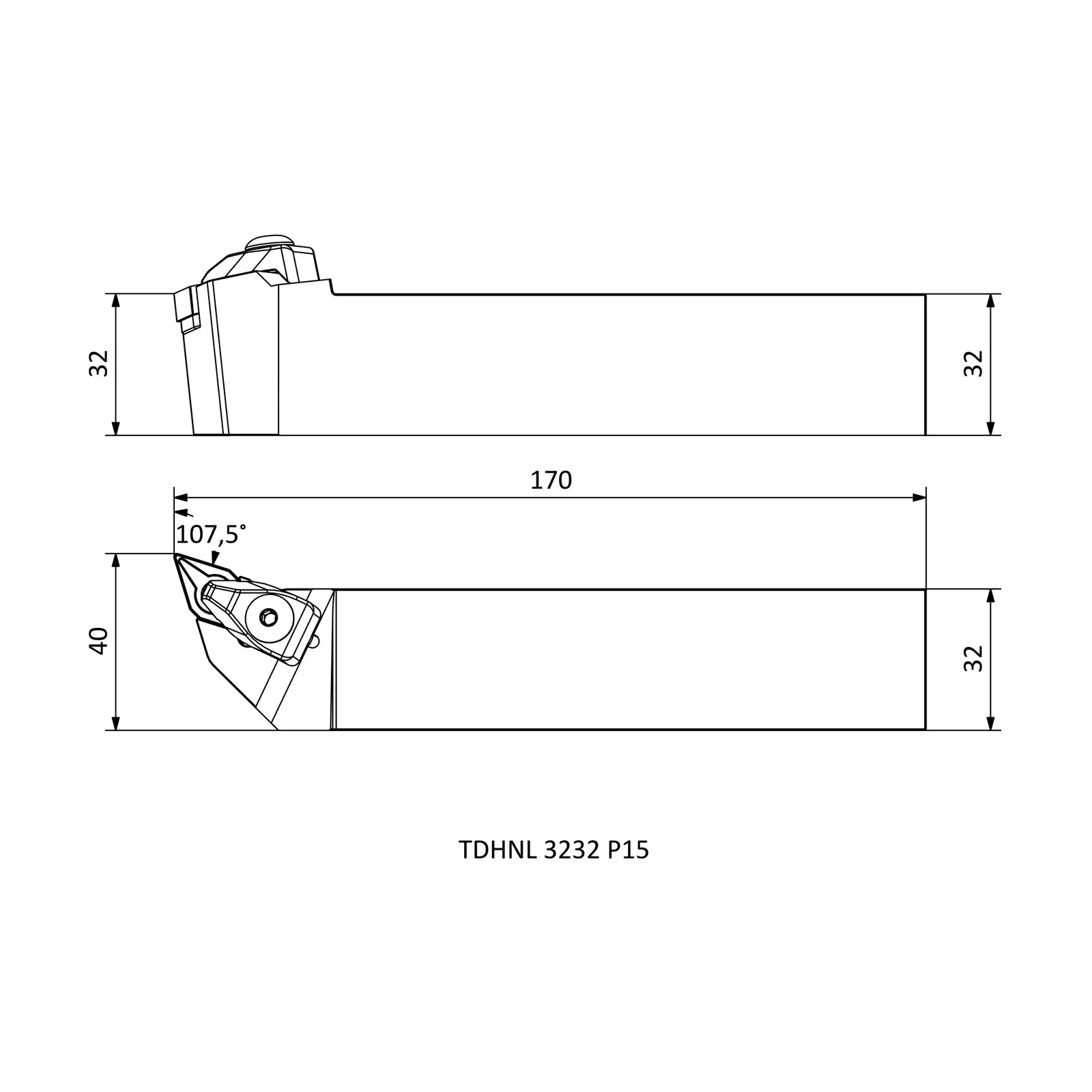 TDHNL 3232 P15 &mdash; dimensioned drawing