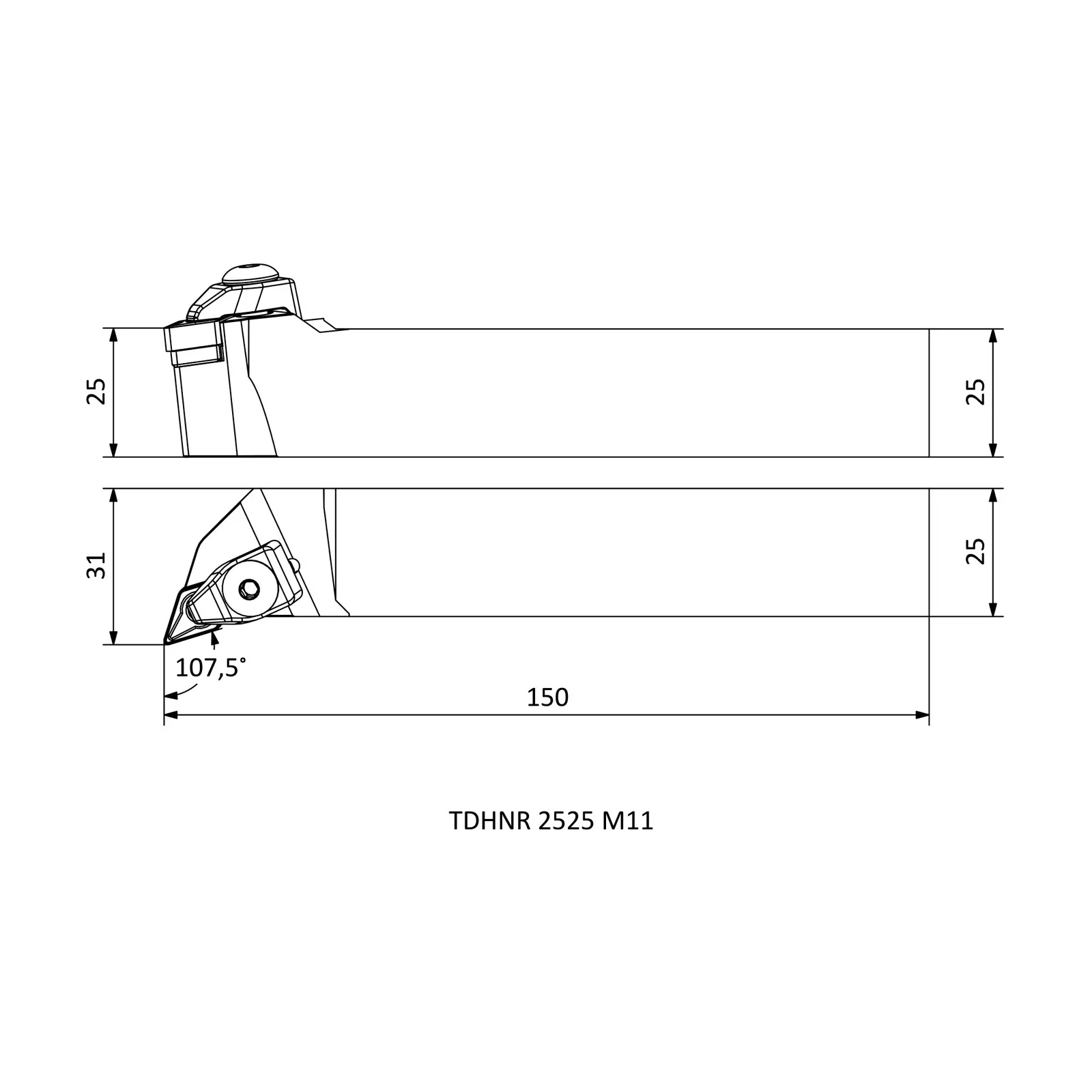 TDHNR 2525 M11 &mdash; dimensioned drawing