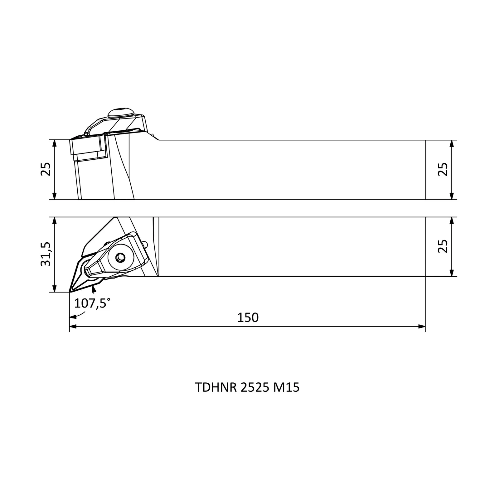 TDHNR 2525 M15 &mdash; dimensioned drawing