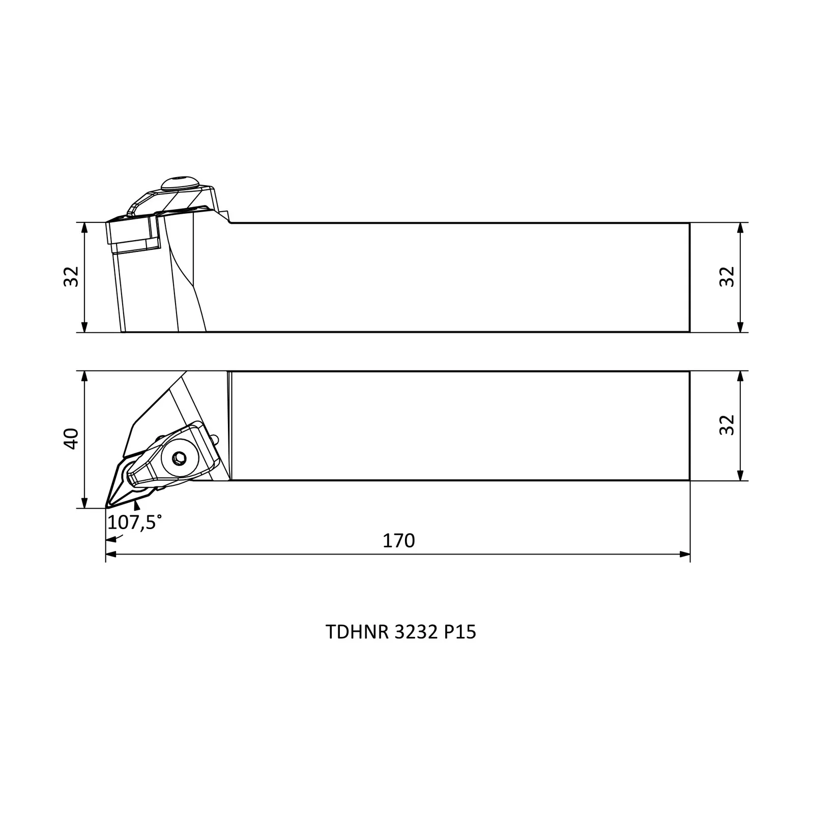 TDHNR 3232 P15 &mdash; dimensioned drawing