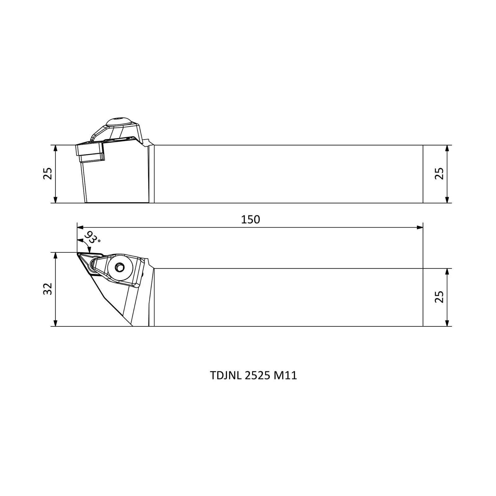 TDJNL 2525 M11 &mdash; dimensioned drawing