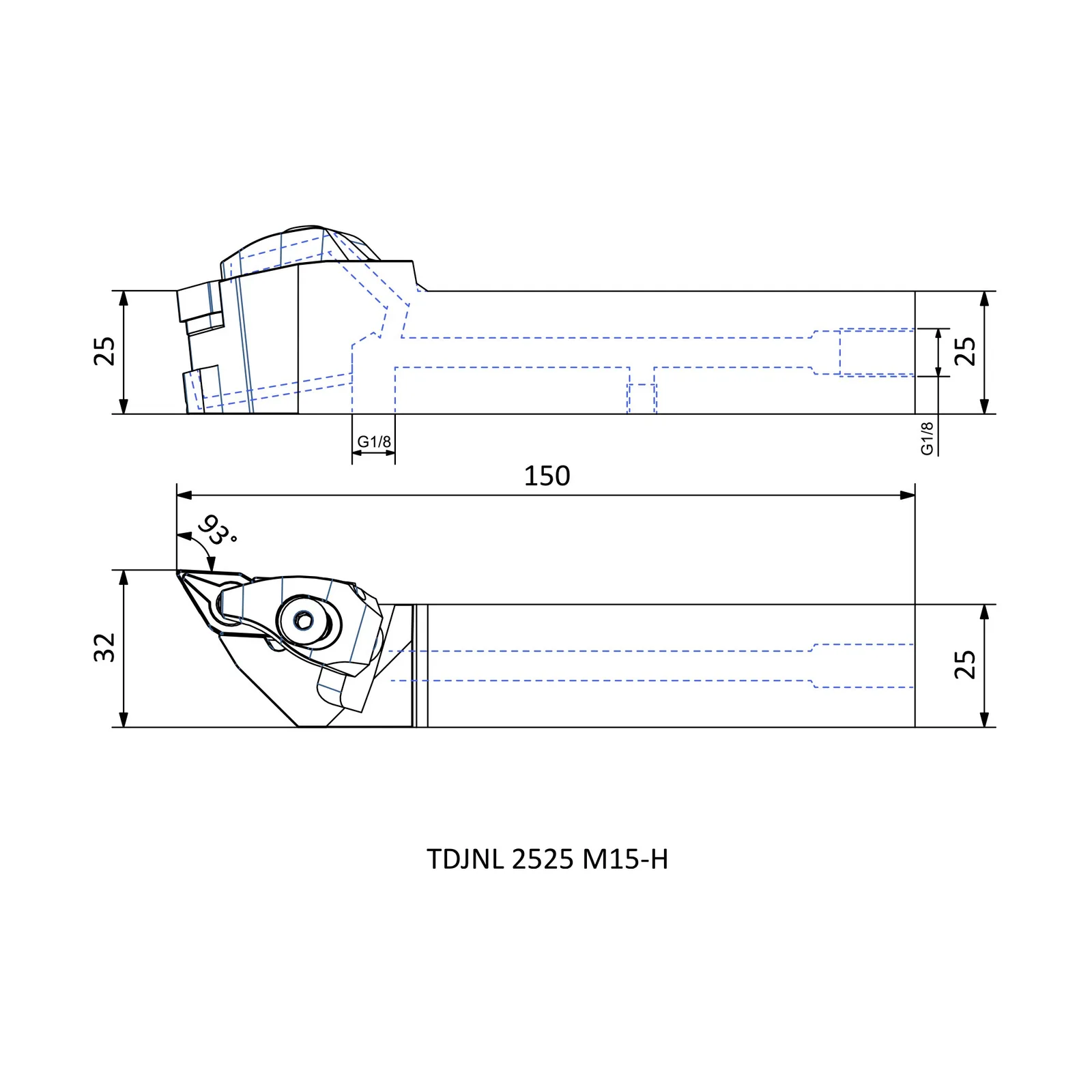 TDJNL 2525 M15-H &mdash; dimensioned drawing