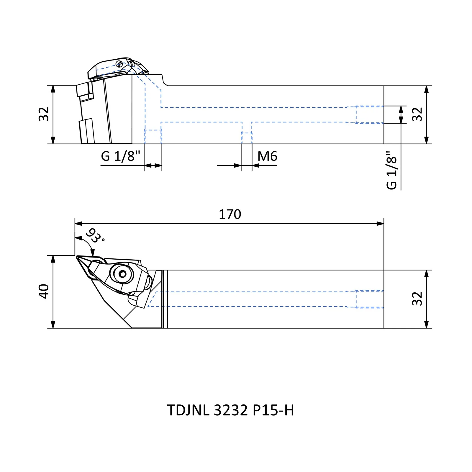 TDJNL 3232 P15-H &mdash; dimensioned drawing