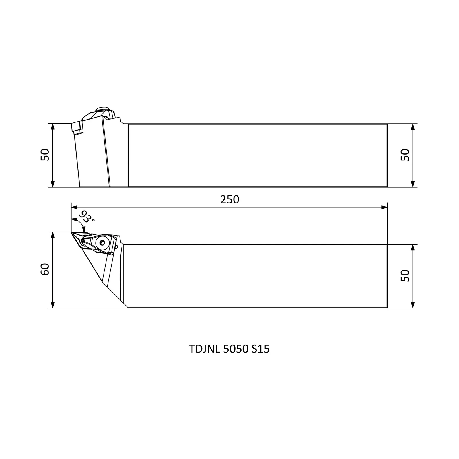 TDJNL 5050 S15 &mdash; dimensioned drawing