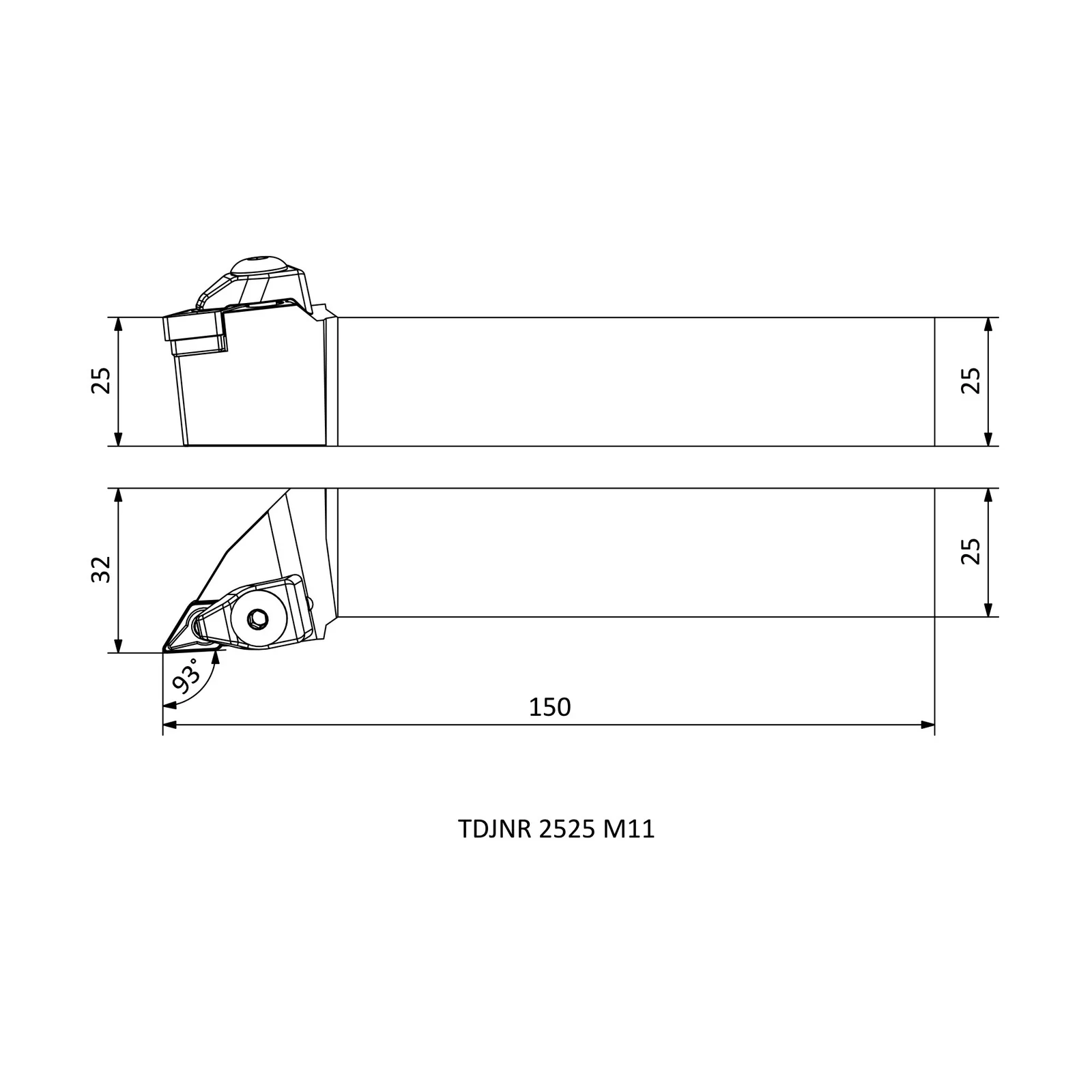 TDJNR 2525 M11 &mdash; dimensioned drawing
