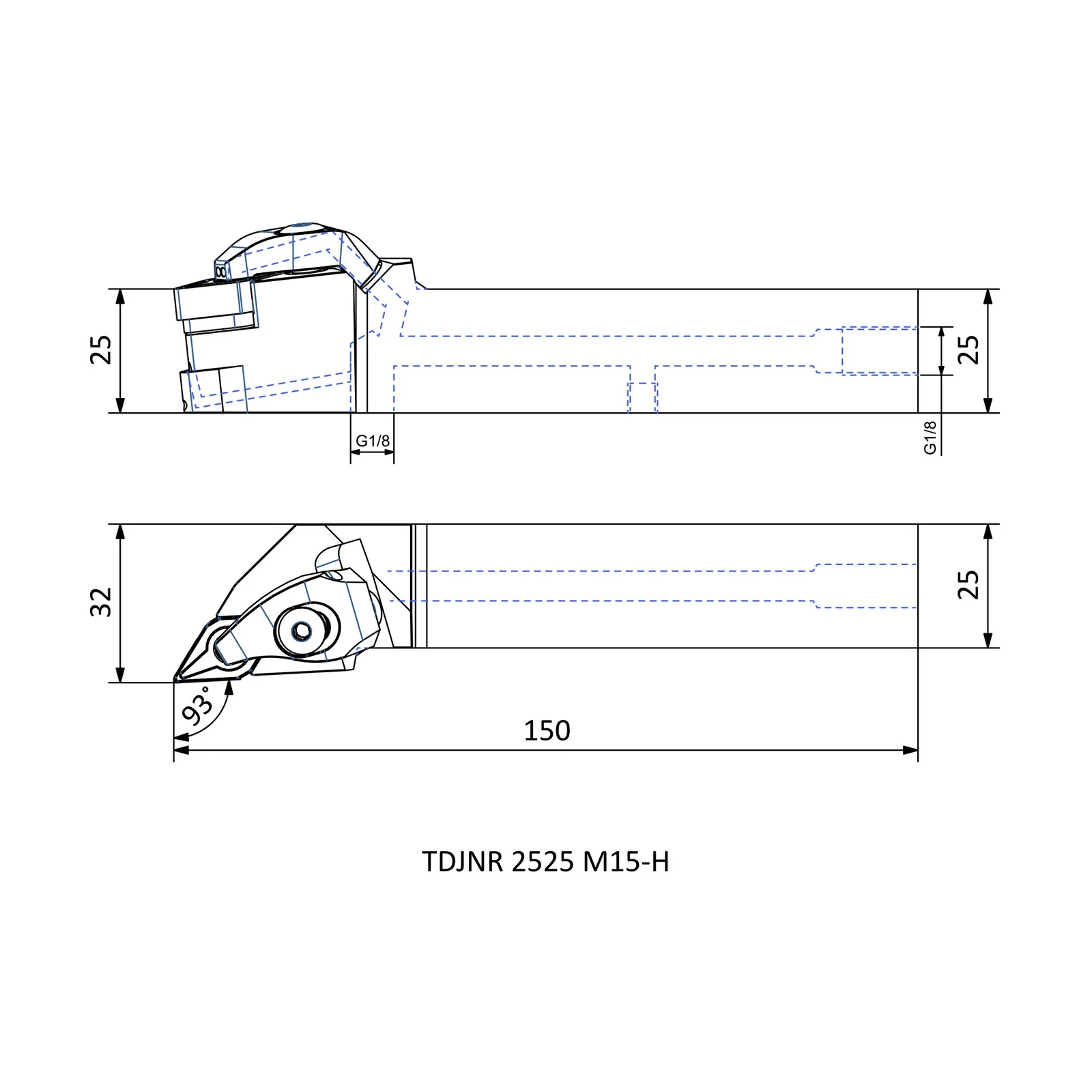TDJNR 2525 M15-H &mdash; dimensioned drawing
