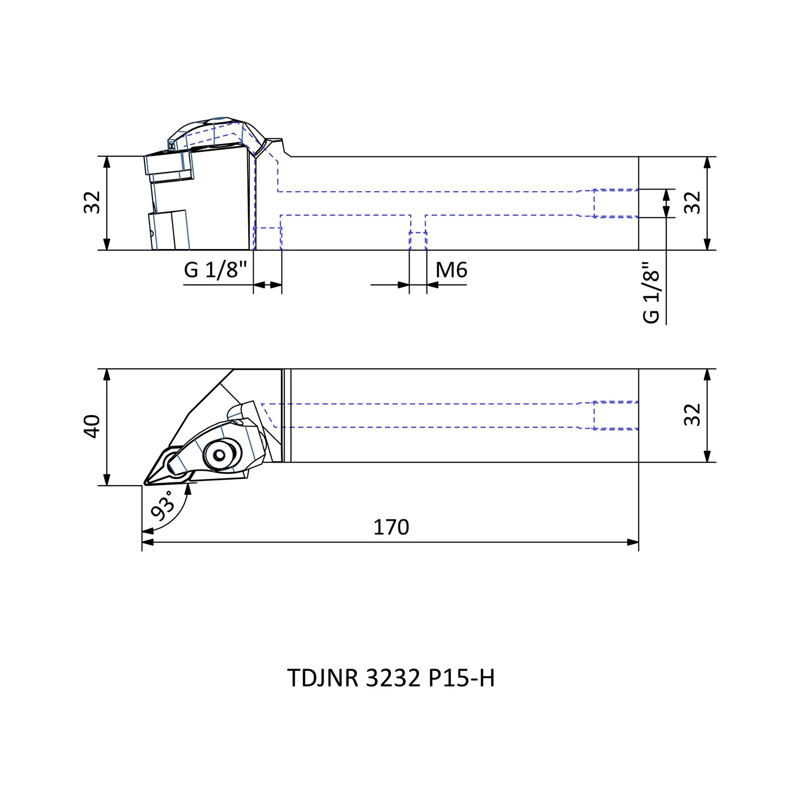 TDJNR 3232 P15-H &mdash; dimensioned drawing