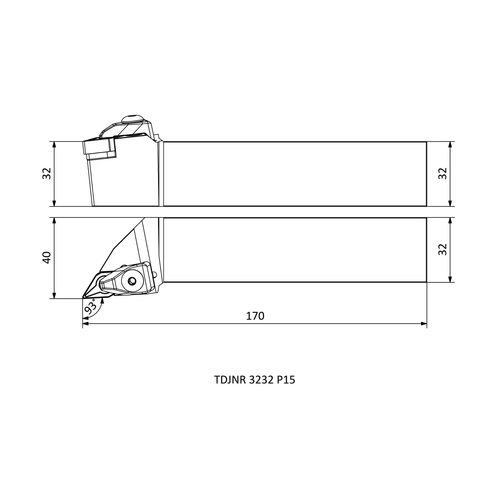 TDJNR 3232 P15 &mdash; dimensioned drawing