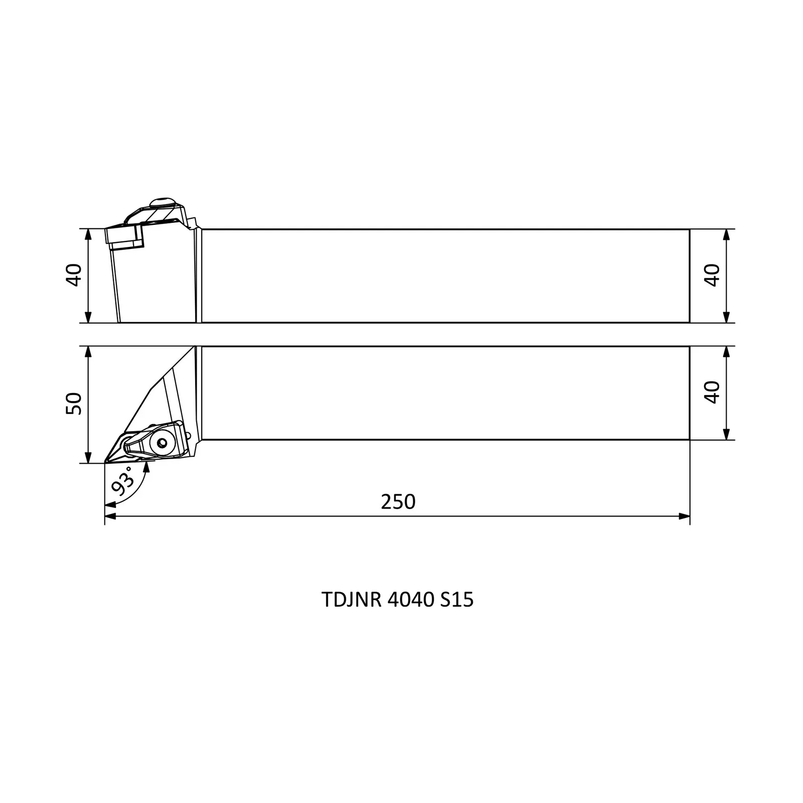 TDJNR 4040 S15 &mdash; dimensioned drawing