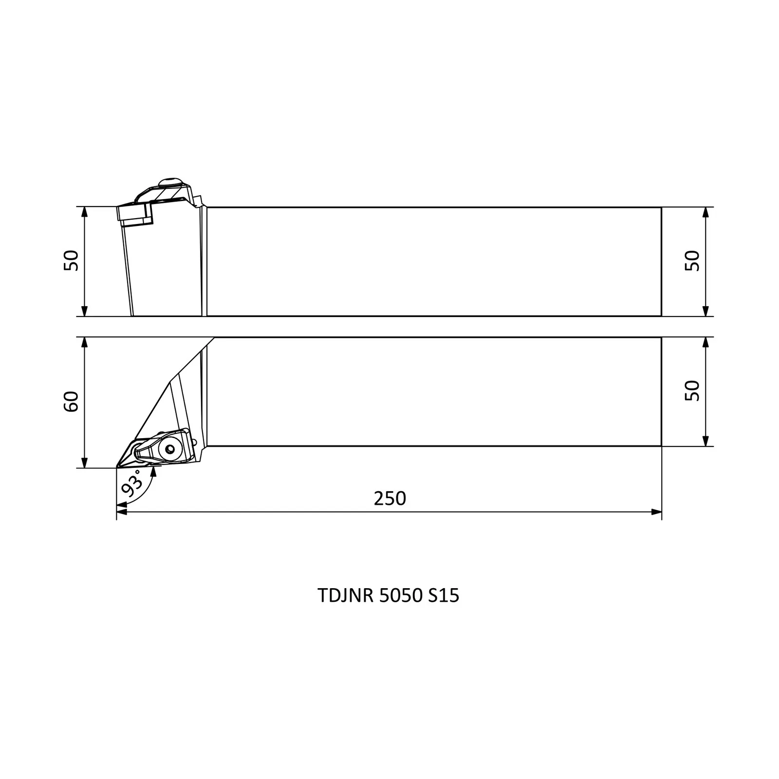 TDJNR 5050 S15 &mdash; dimensioned drawing