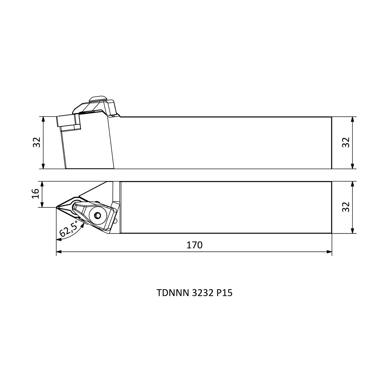 TDNNN 3232 P15 &mdash; dimensioned drawing