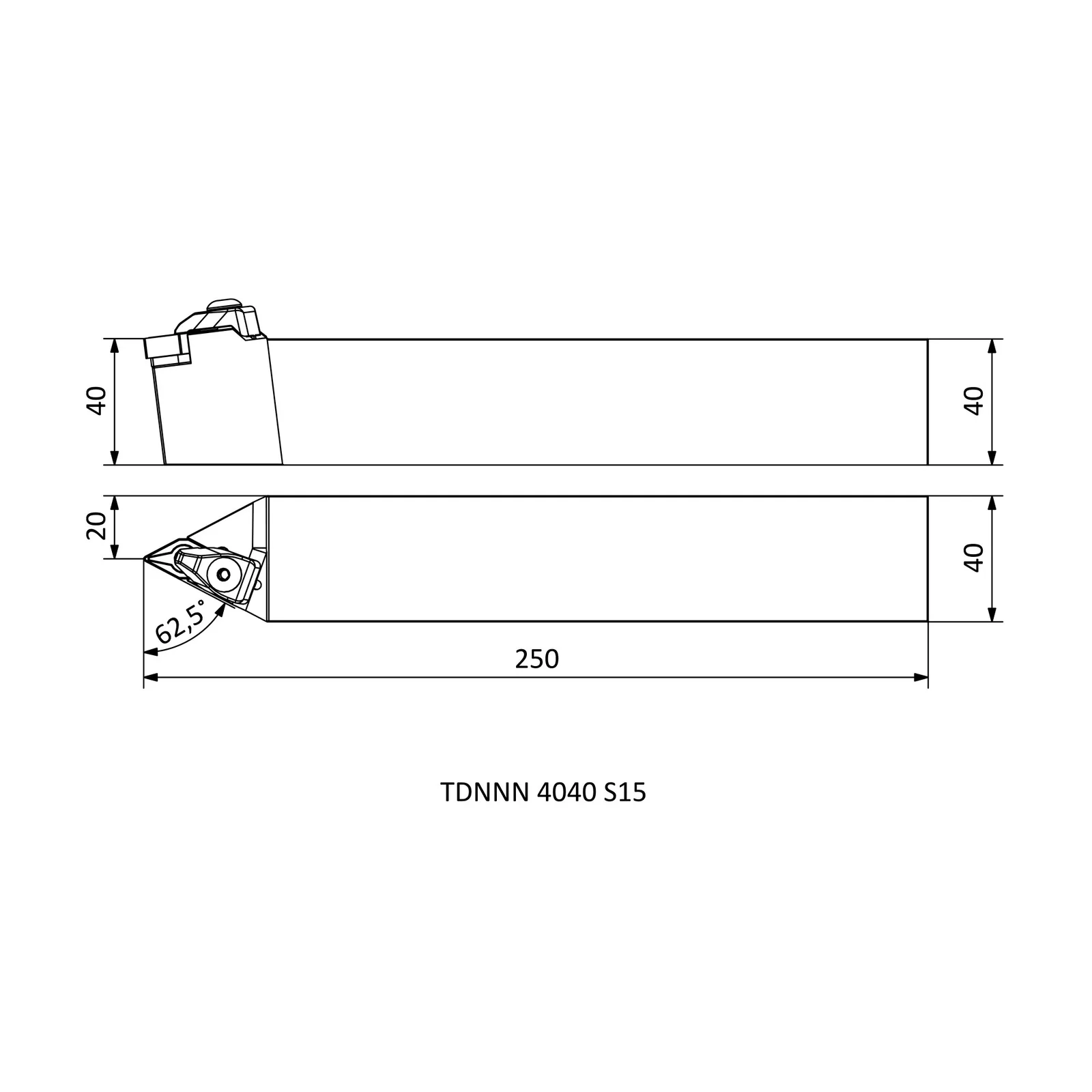 TDNNN 4040 S15 &mdash; dimensioned drawing