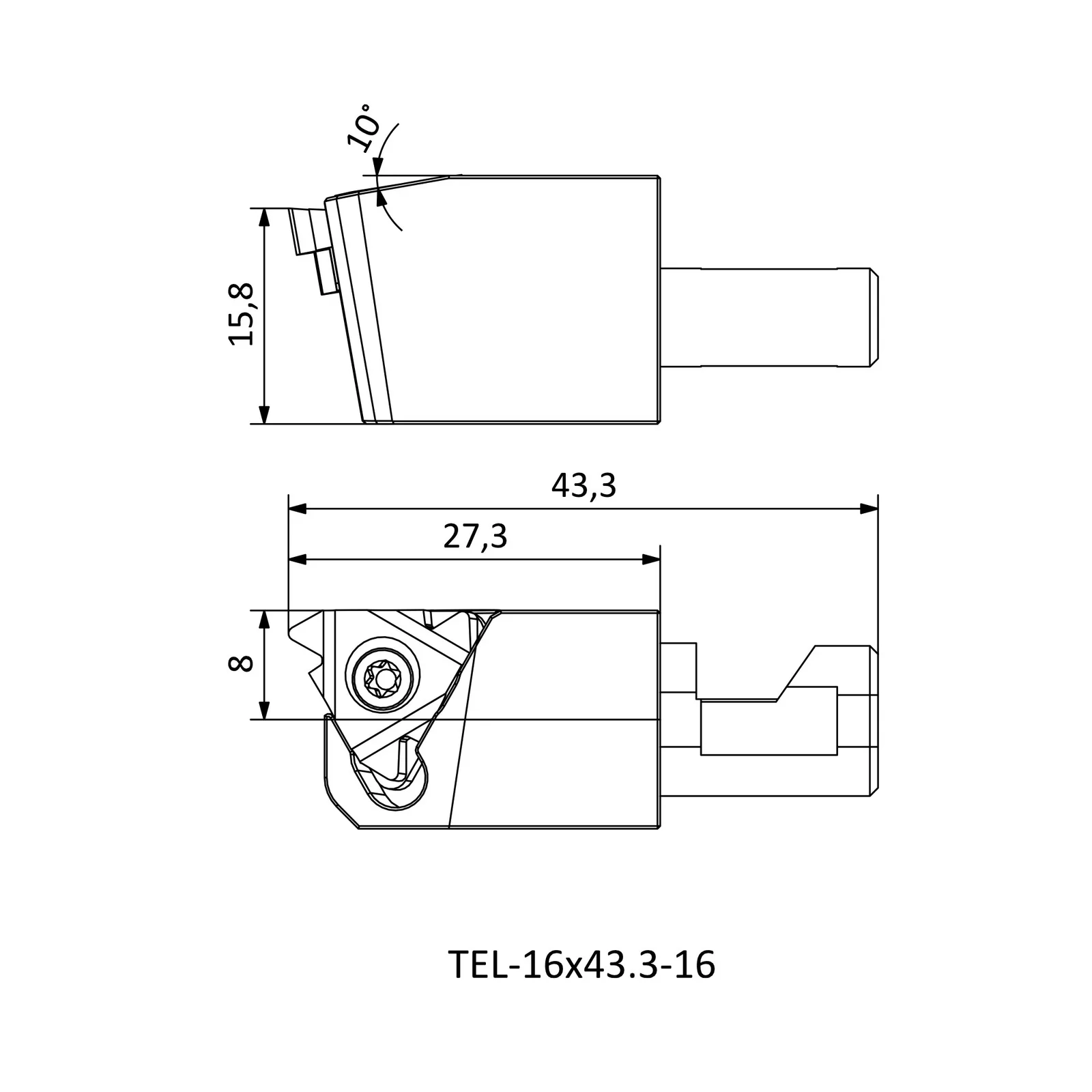 TEL-16x43.3-16 &mdash; dimensioned drawing
