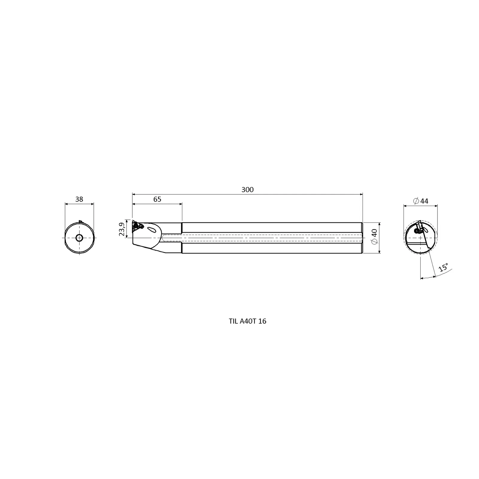 TIL A40T 16 &mdash; dimensioned drawing