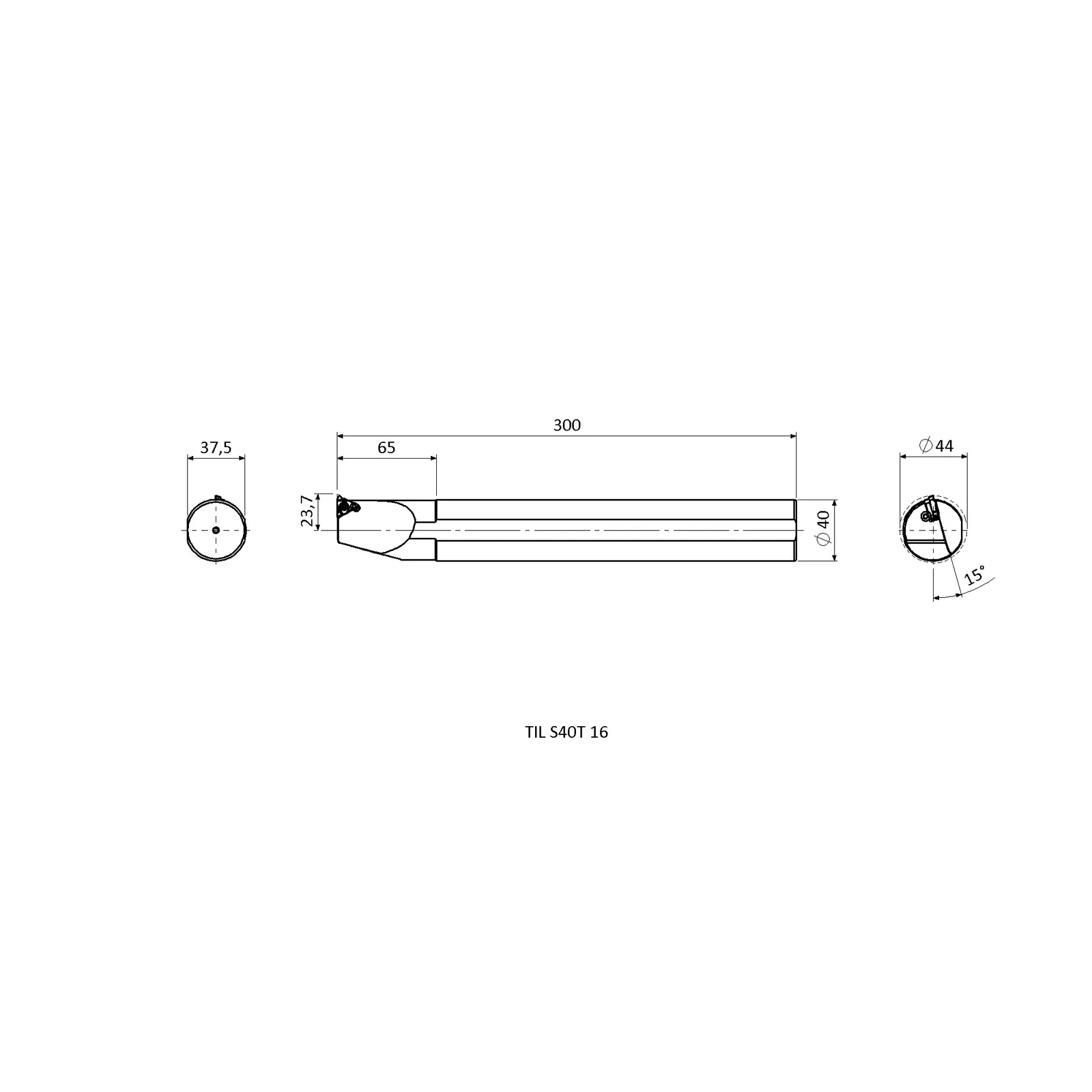 TIL S40T 16 &mdash; dimensioned drawing