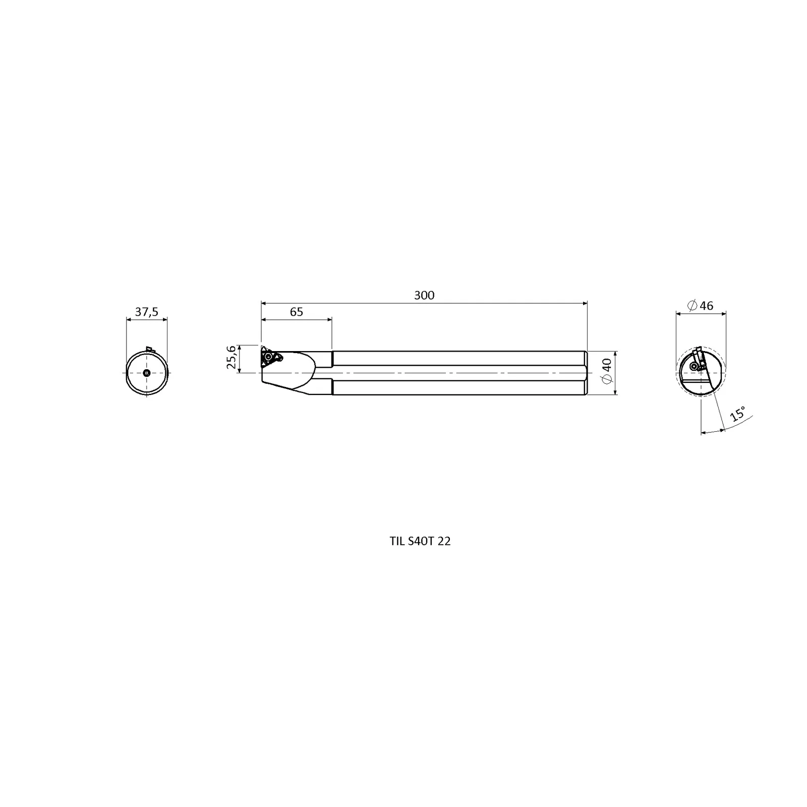 TIL S40T 22 &mdash; dimensioned drawing