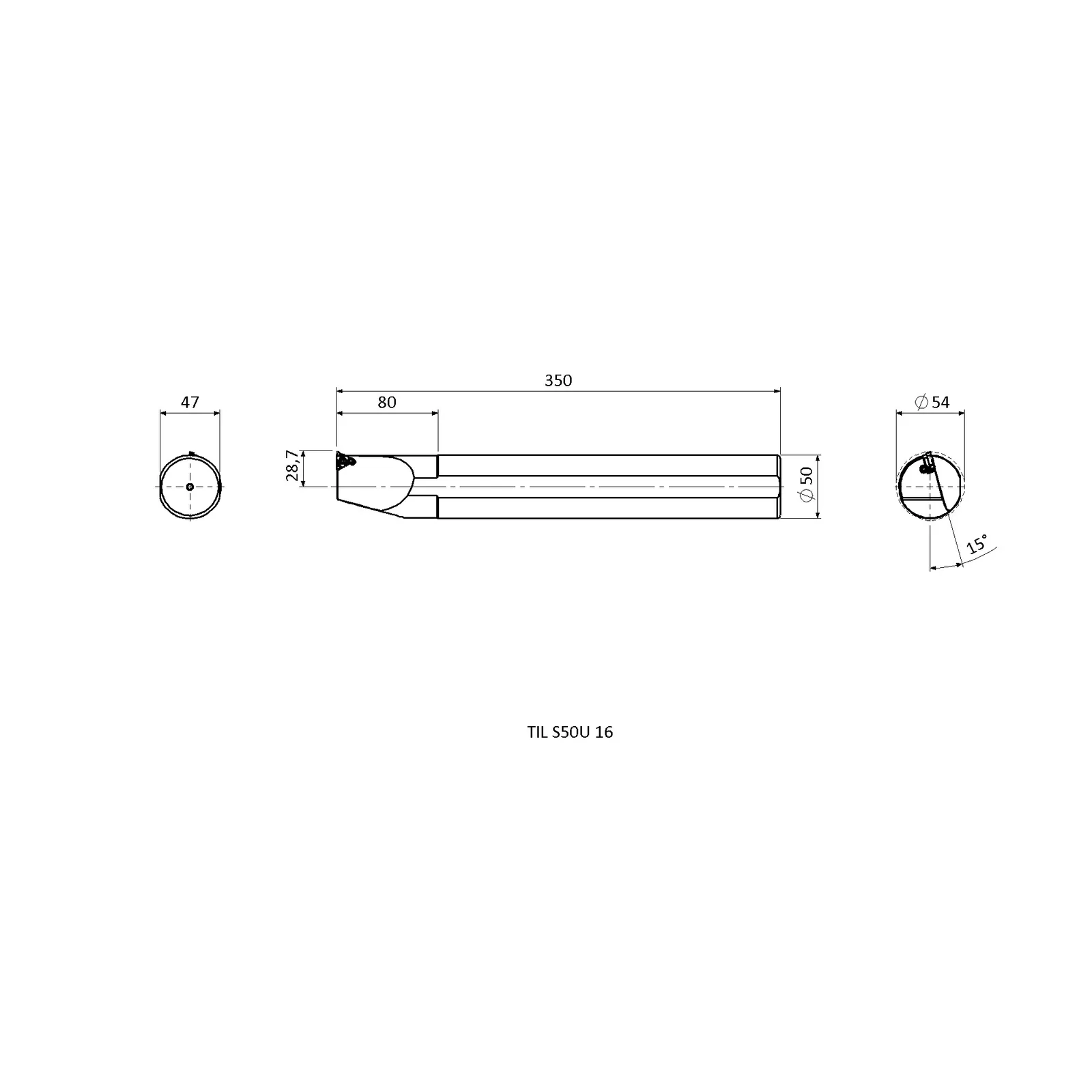 TIL S50U 16 &mdash; dimensioned drawing