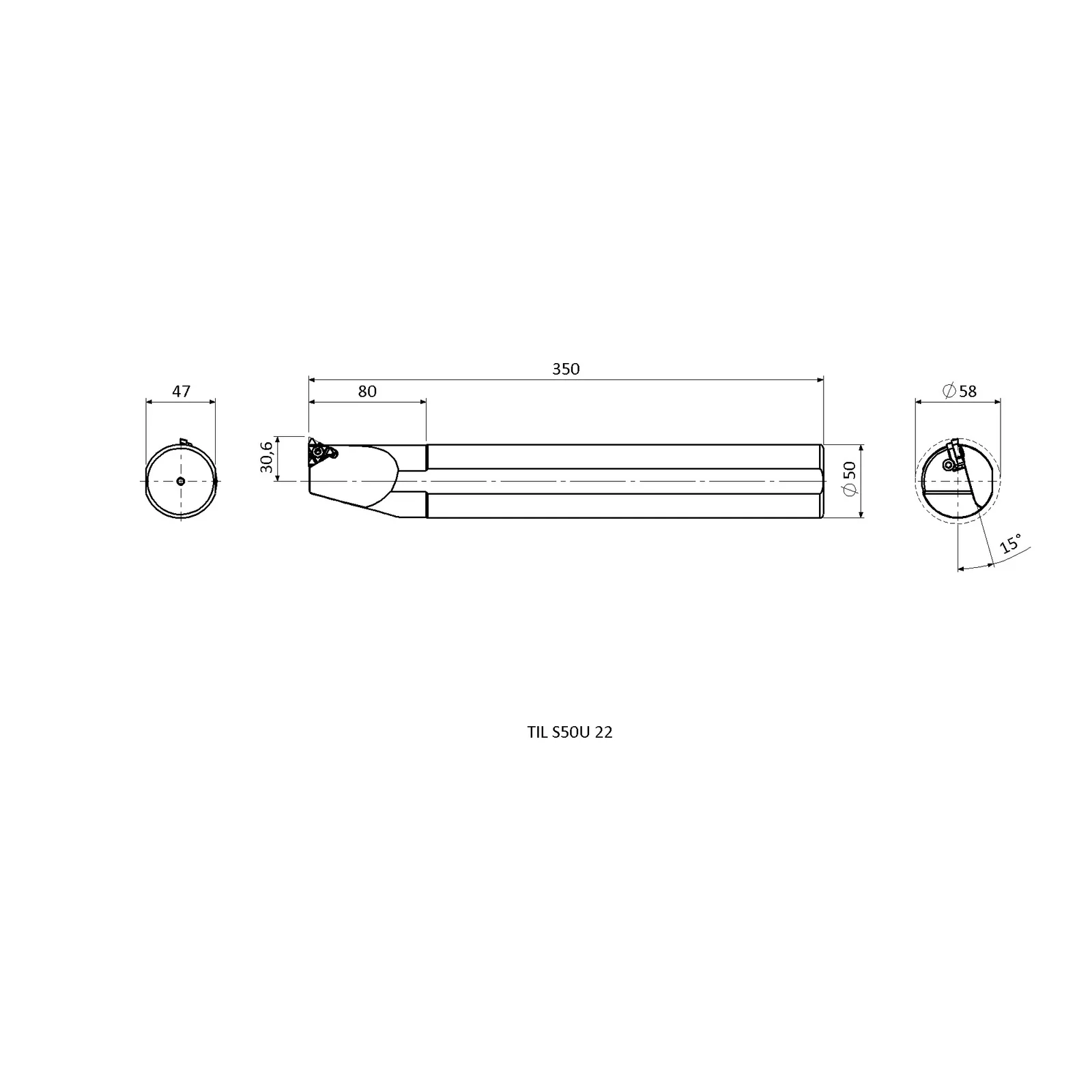 TIL S50U 22 &mdash; dimensioned drawing