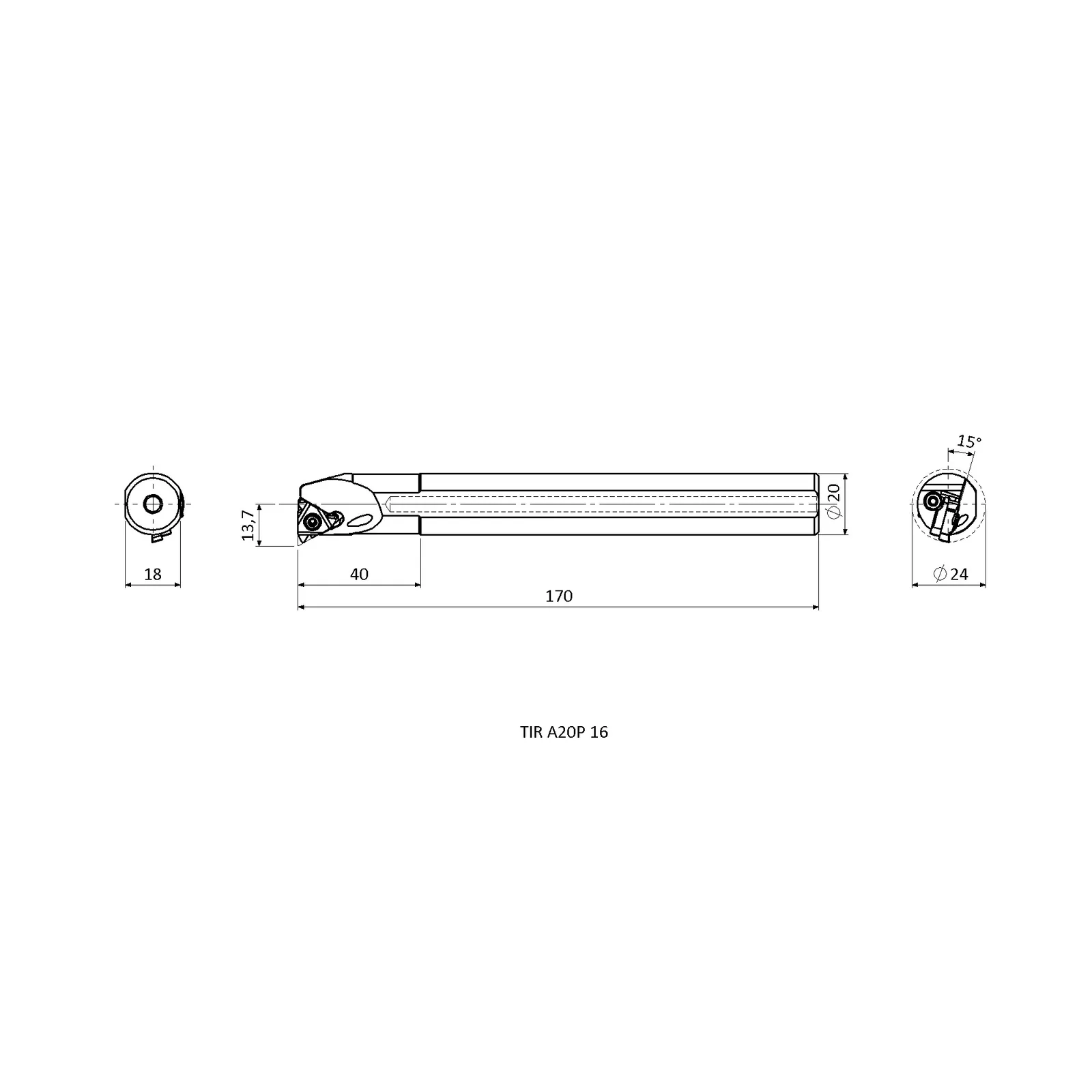 TIR A20P 16 &mdash; dimensioned drawing