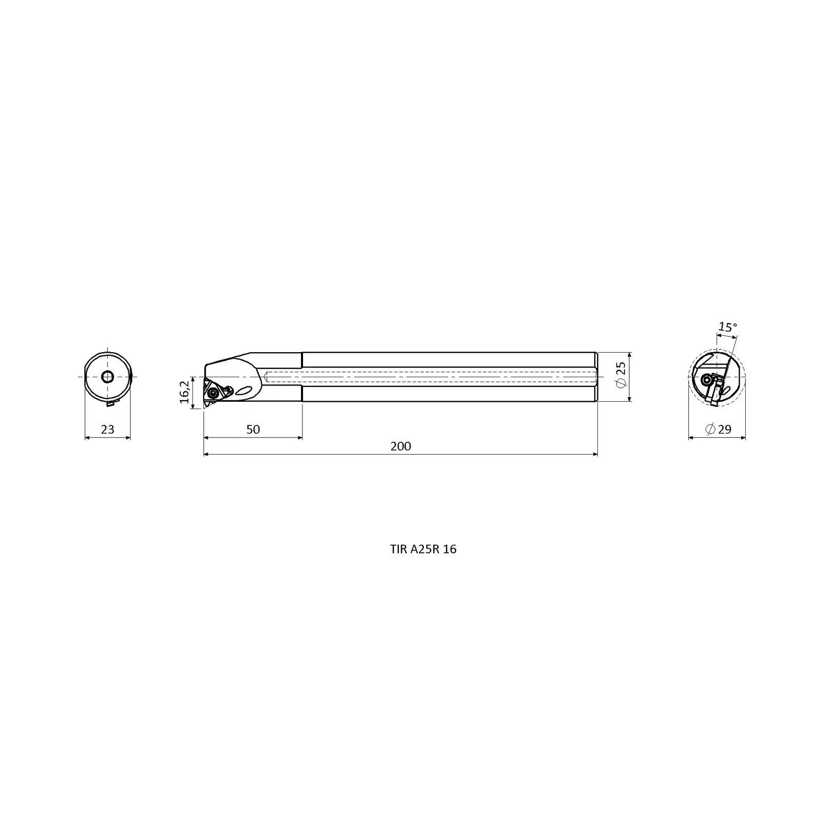 TIR A25R 16 &mdash; dimensioned drawing
