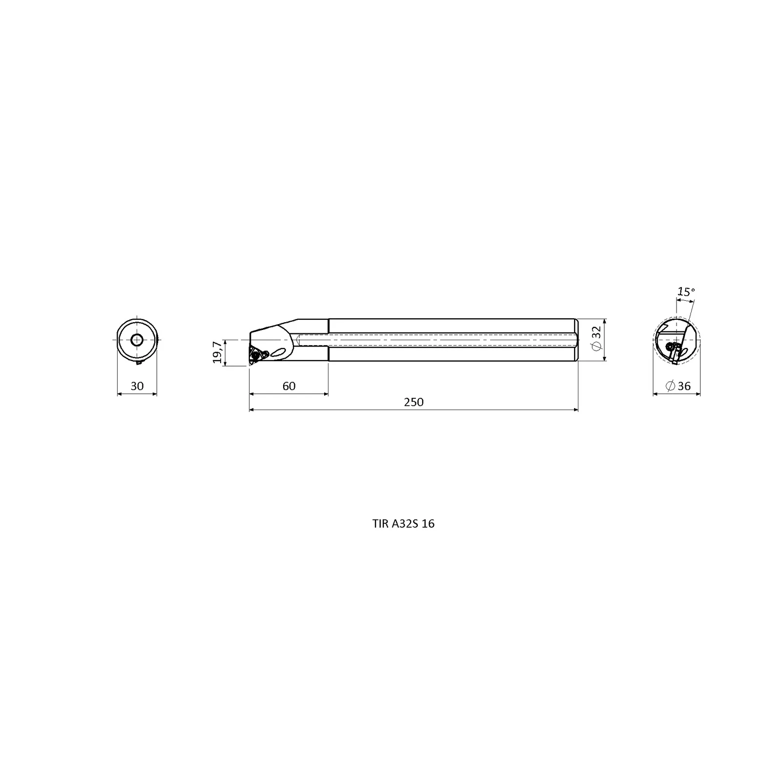 TIR A32S 16 &mdash; dimensioned drawing