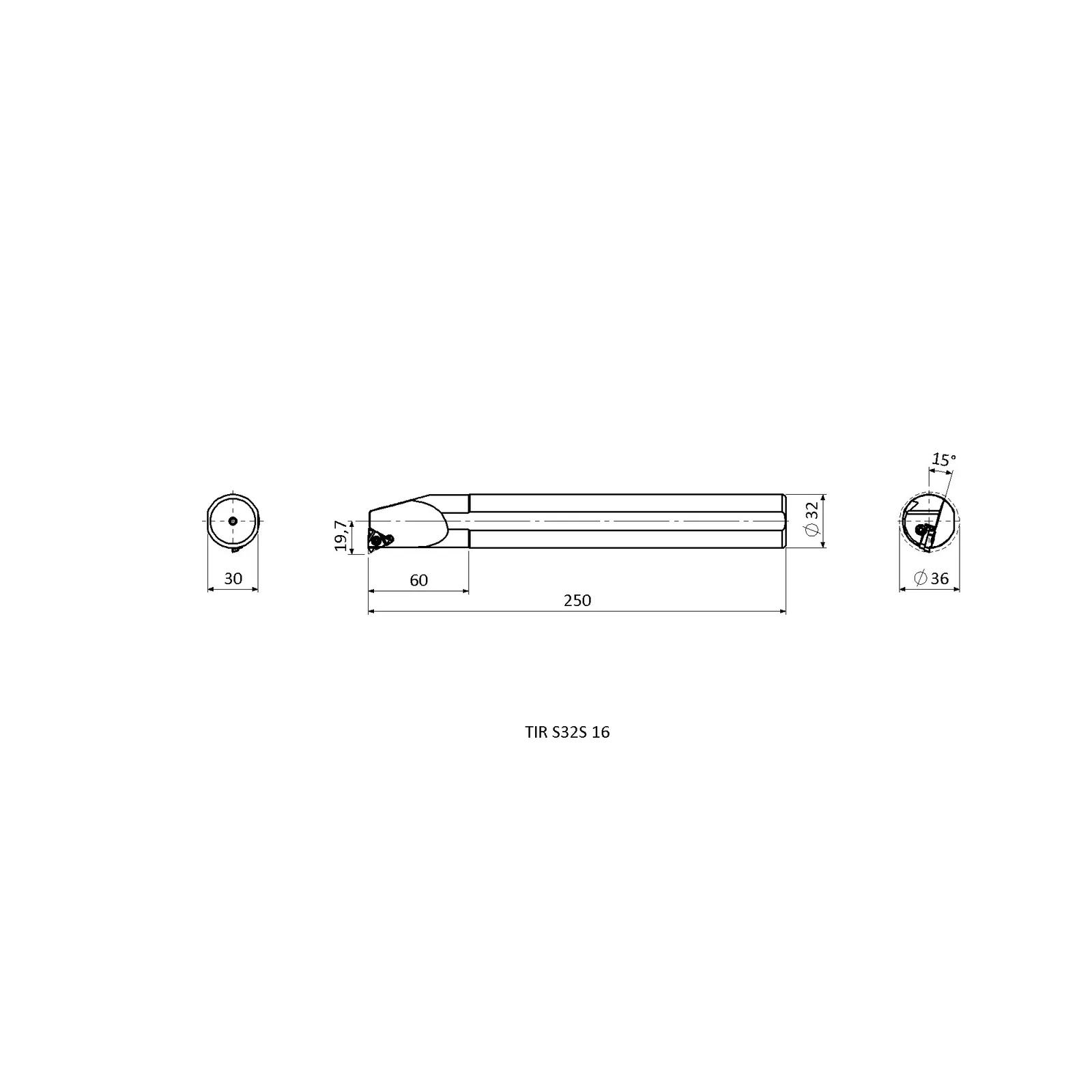 TIR S32S 16 &mdash; dimensioned drawing