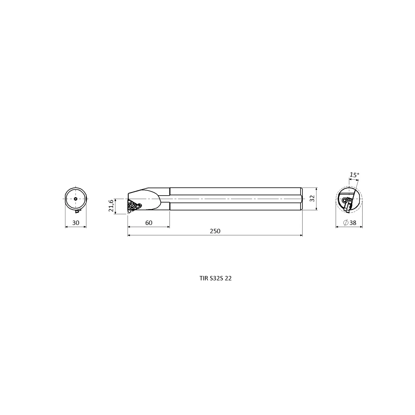 TIR S32S 22 &mdash; dimensioned drawing