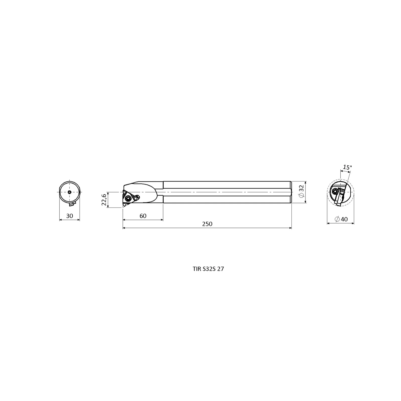 TIR S32S 27 &mdash; dimensioned drawing