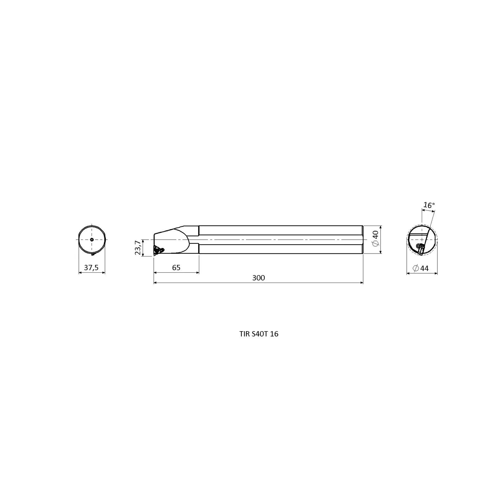 TIR S40T 16 &mdash; dimensioned drawing