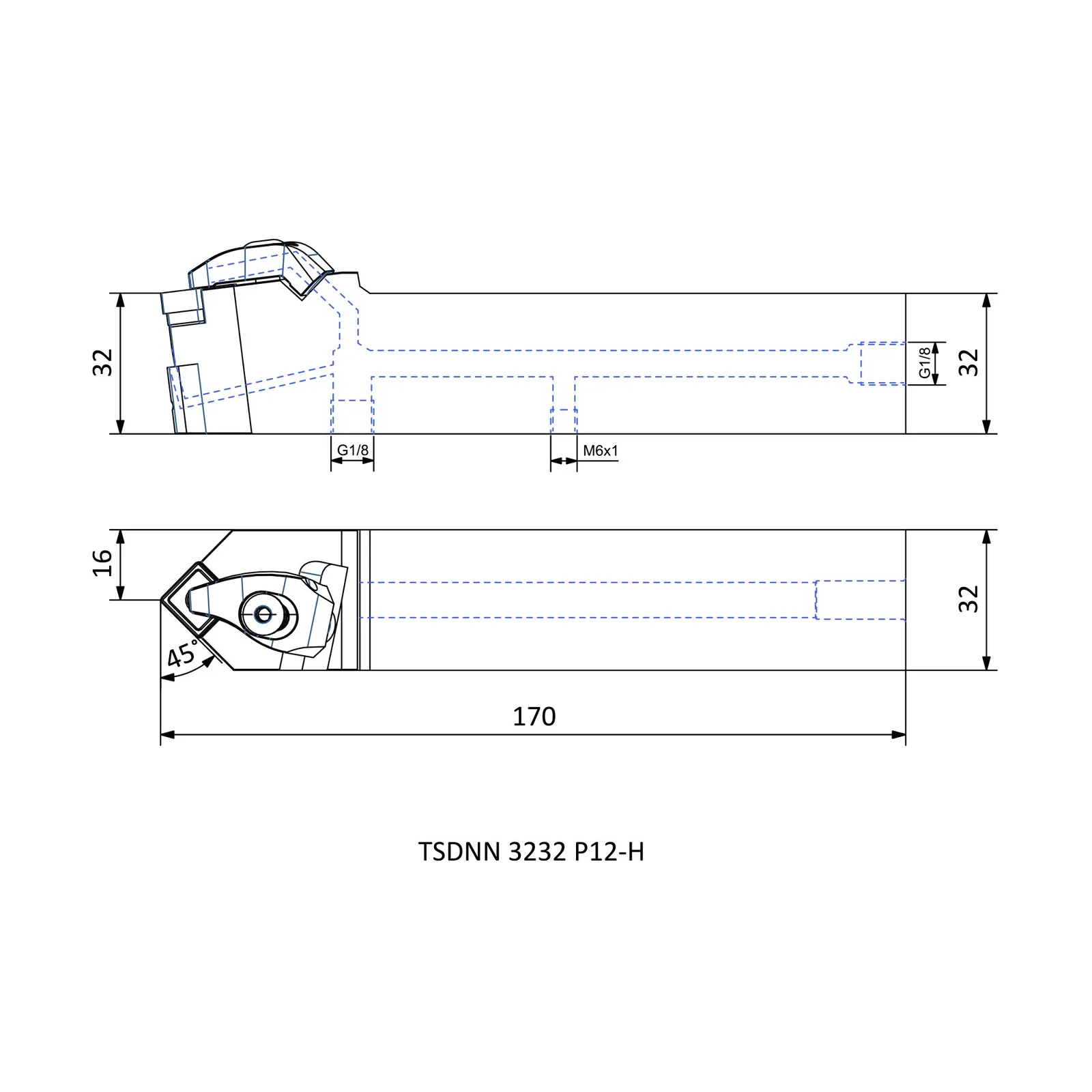 TSDNN 3232 P12-H &mdash; dimensioned drawing