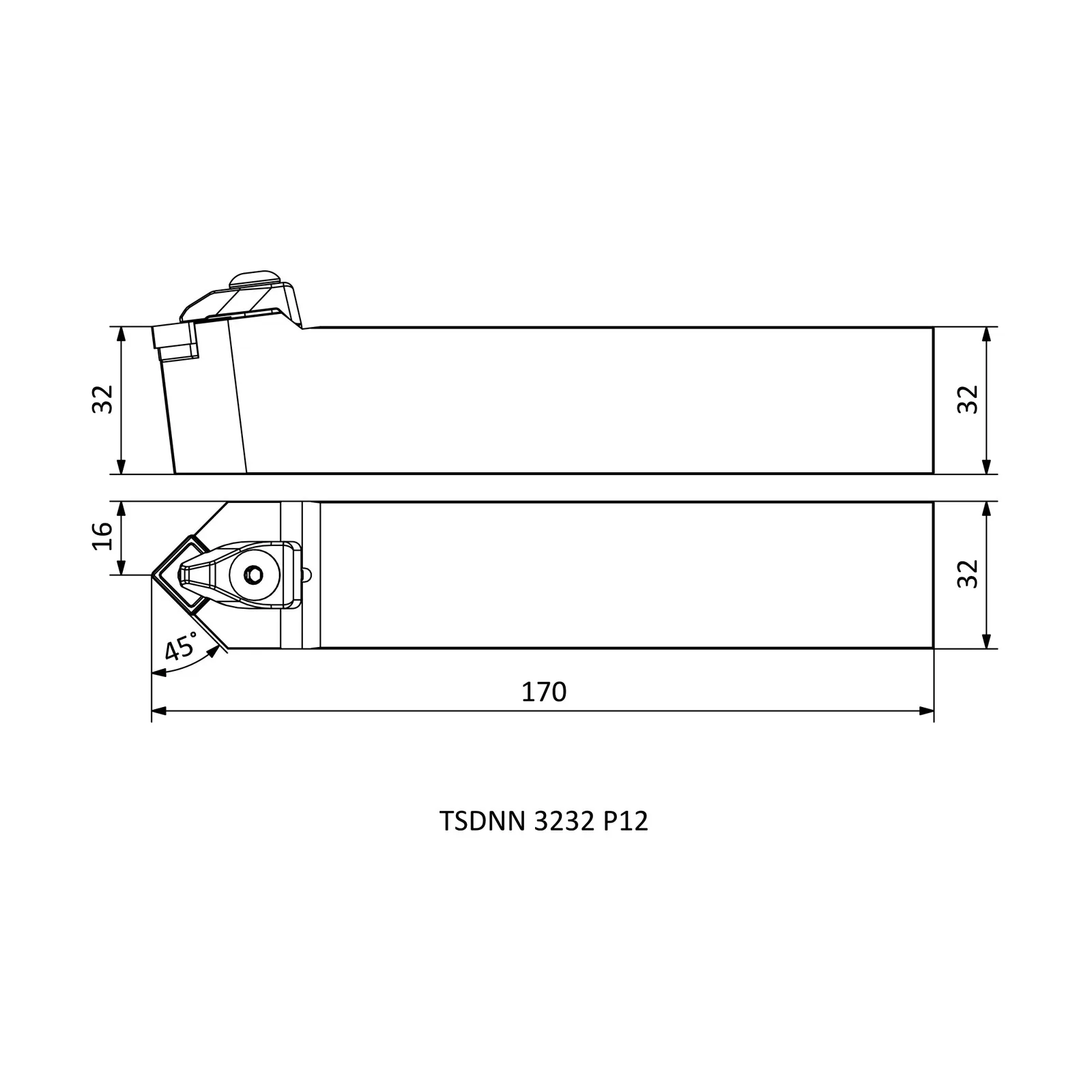 TSDNN 3232 P12 &mdash; dimensioned drawing