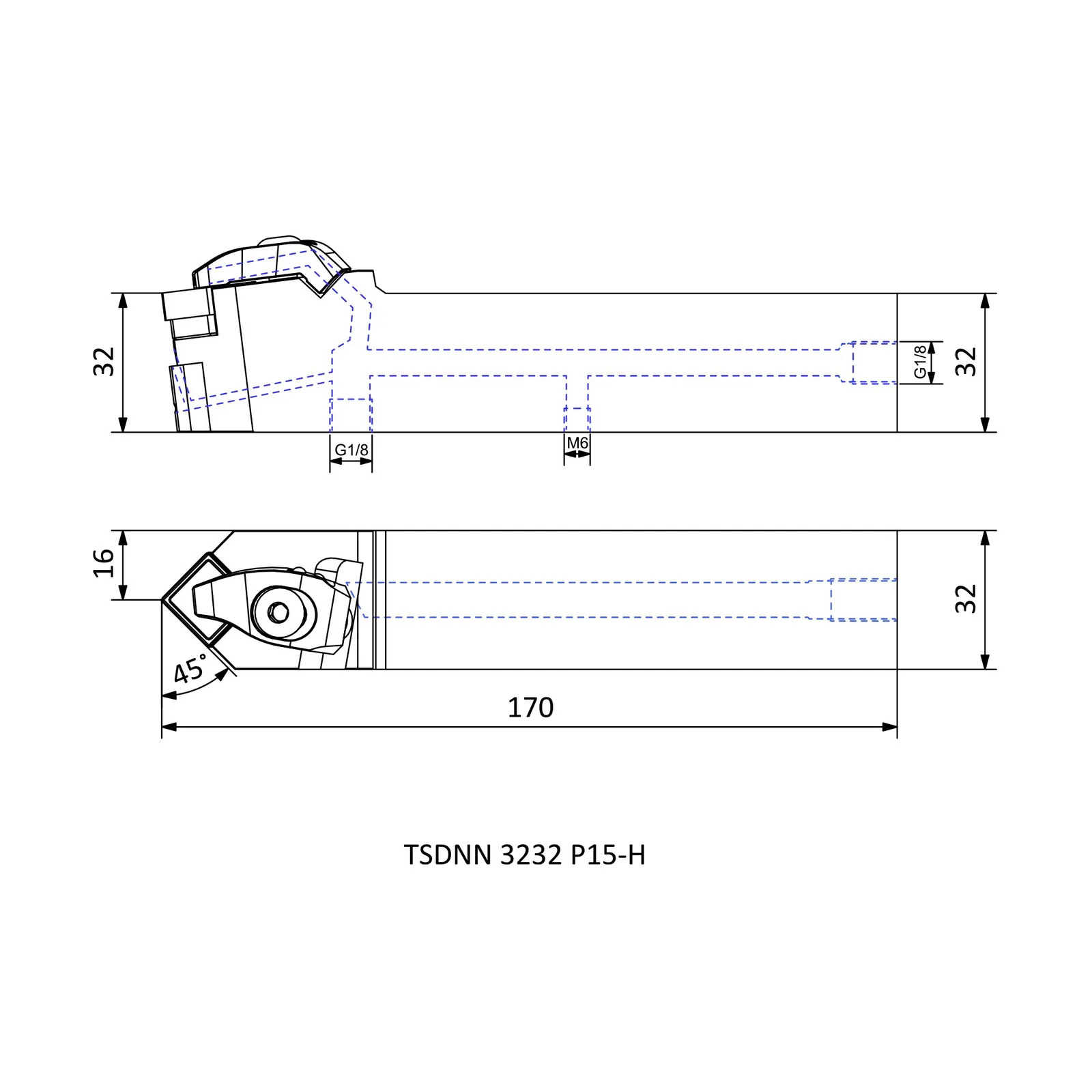 TSDNN 3232 P15-H &mdash; dimensioned drawing