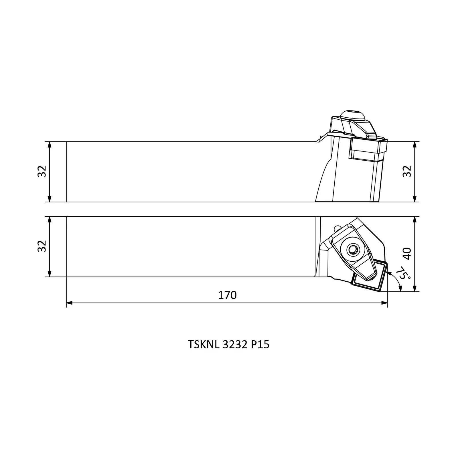 TSKNL 3232 P15 &mdash; dimensioned drawing